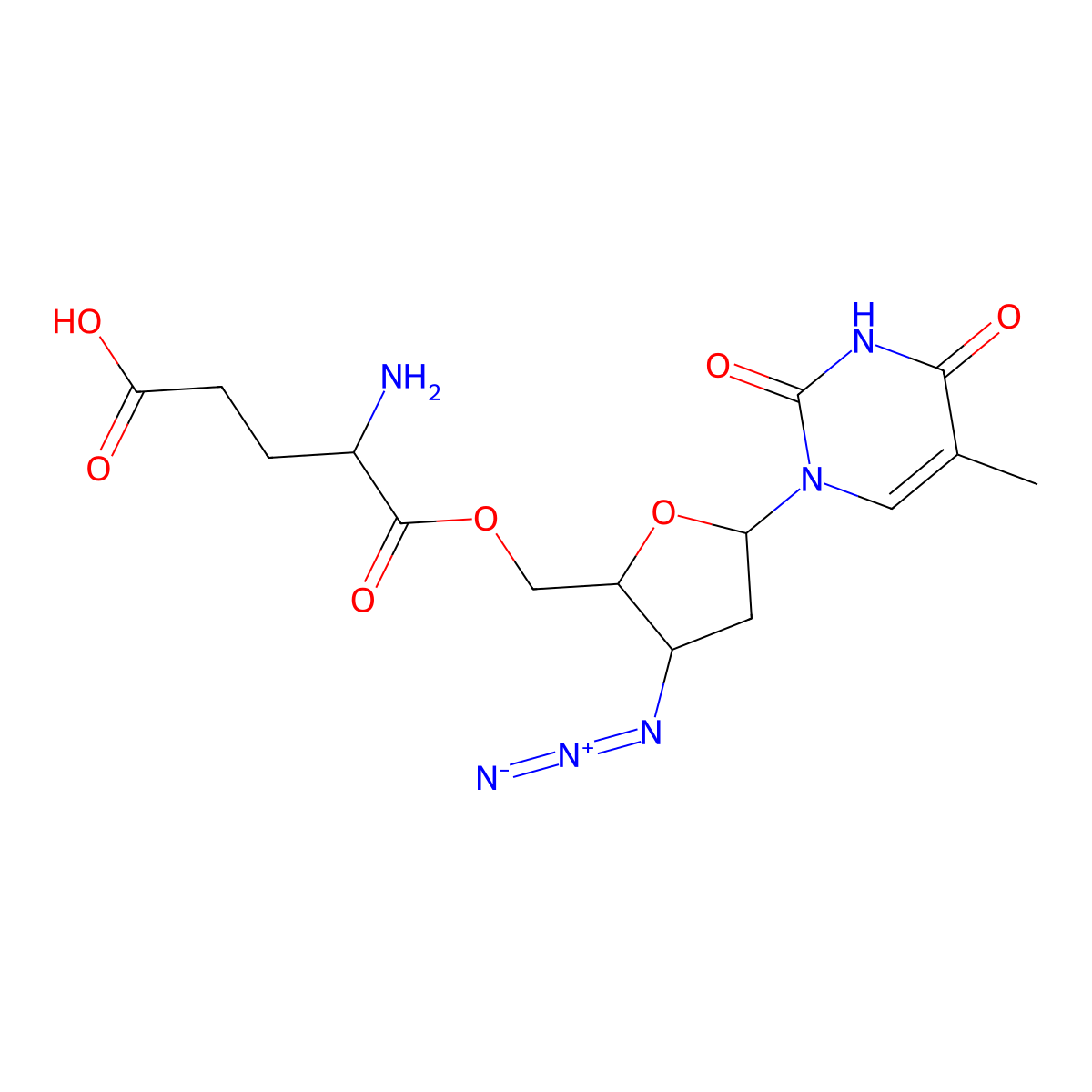 3'-Azido-5'-glutamyl-3'-deoxythymidine molecular structure, CAS 125780-86-1