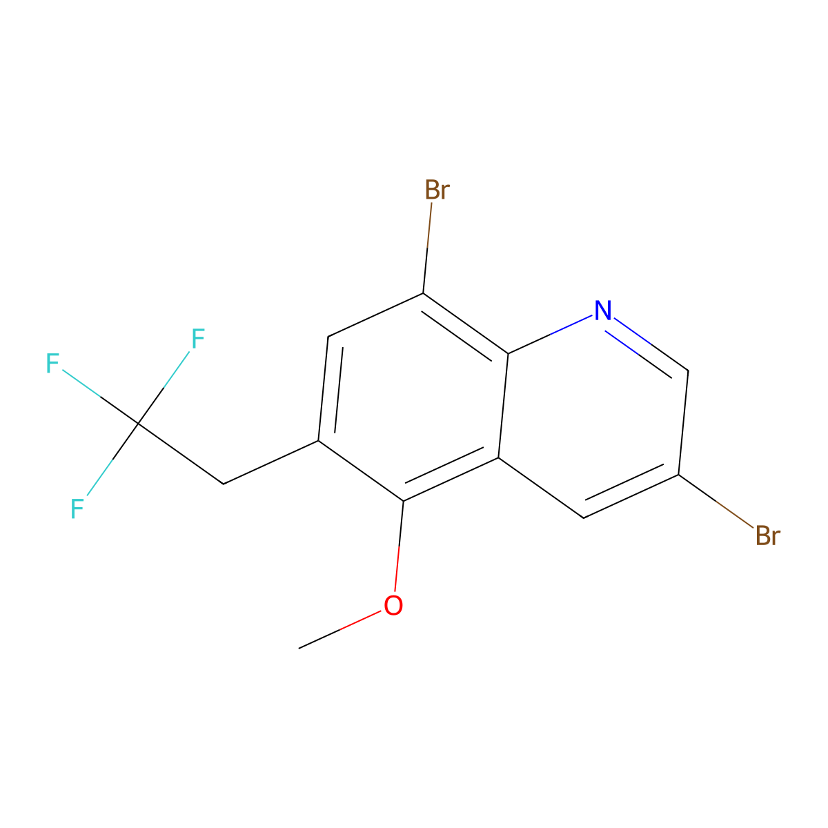 3,8-Dibromo-5-methoxy-6-(2,2,2-trifluoroethyl)quinoline molecular structure, CAS 1257832-59-9