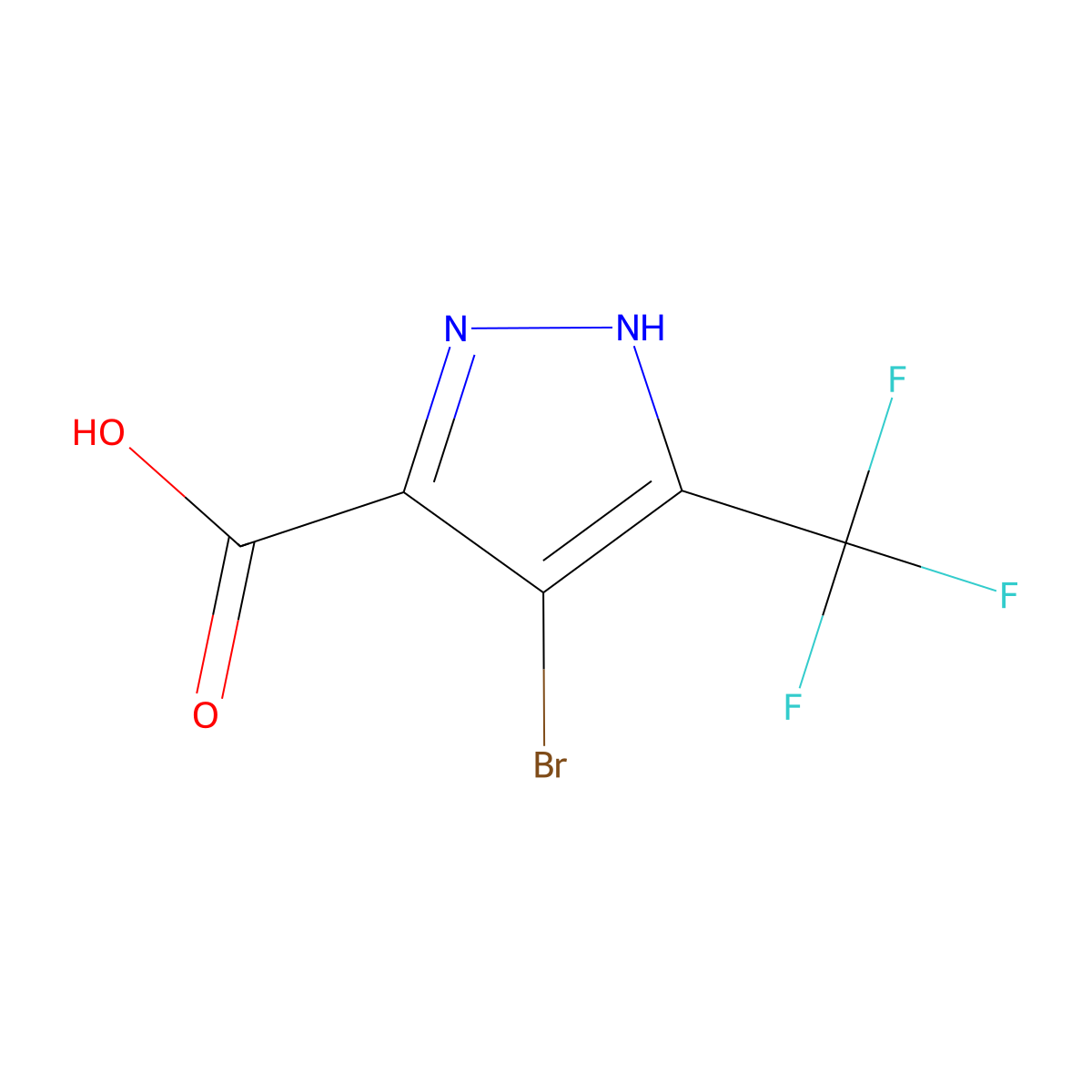 4-bromo-5-(trifluoromethyl)-1H-pyrazole-3-carboxylic acid molecular structure, CAS 1257842-67-3