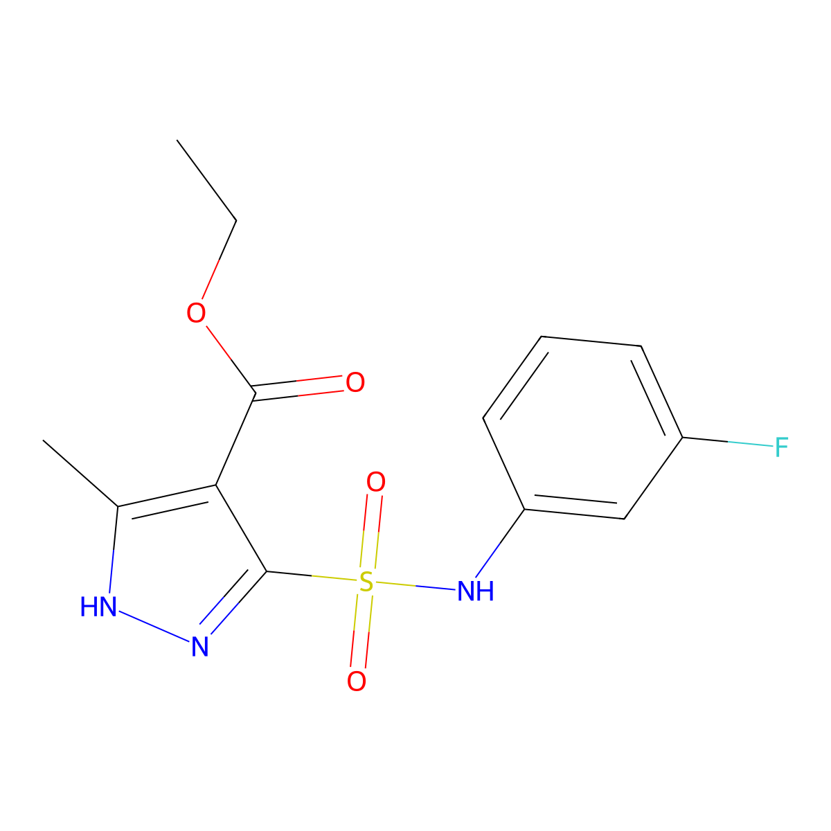 ethyl 5-[(3-fluorophenyl)sulfamoyl]-3-methyl-1H-pyrazole-4-carboxylate molecular structure, CAS 1257843-56-3