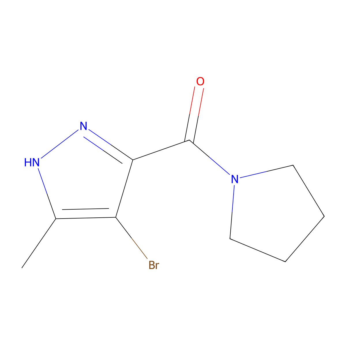 4-Bromo-5-methyl-3-(pyrrolidine-1-carbonyl)-1H-pyrazole molecular structure, CAS 1257844-81-7