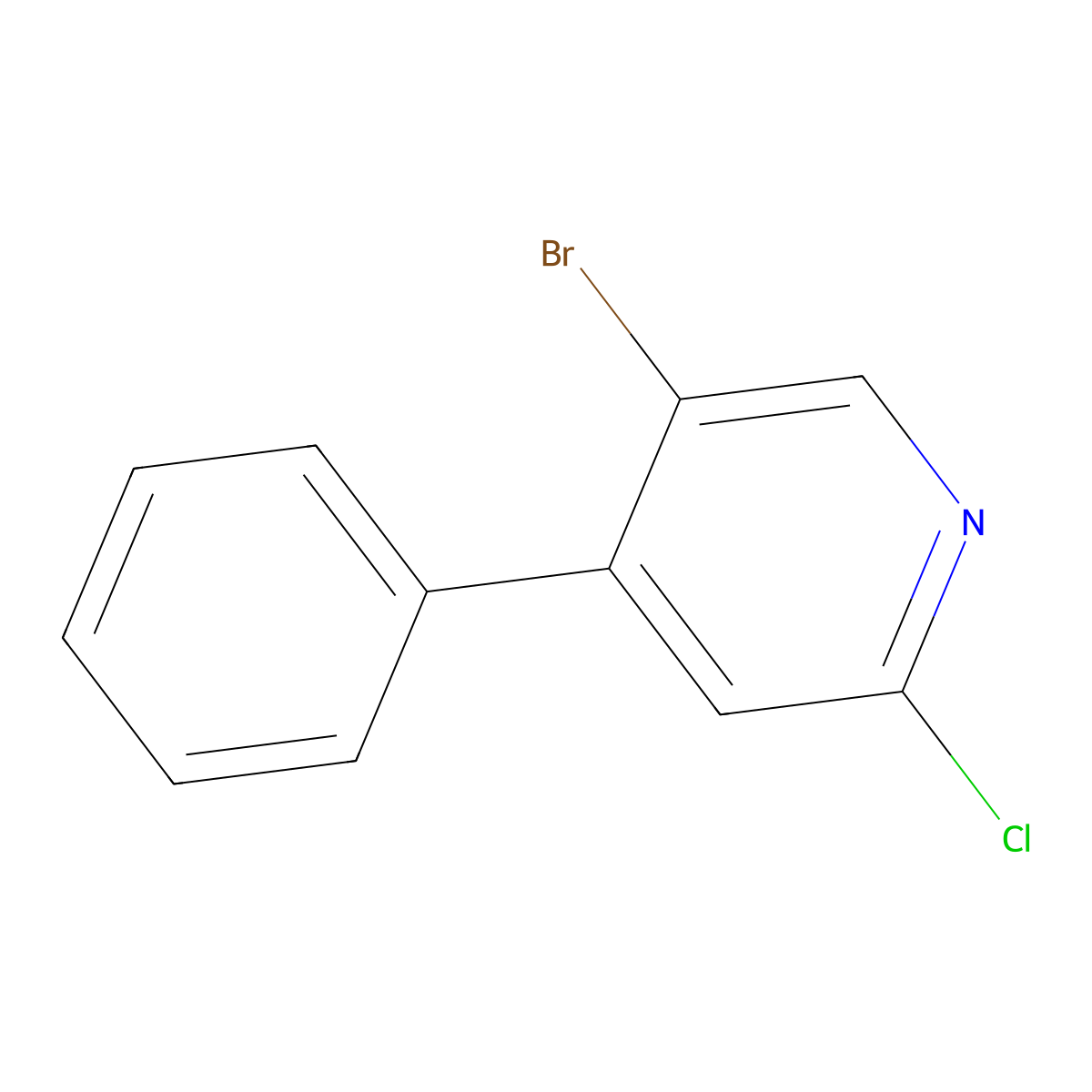 5-Bromo-2-chloro-4-phenylpyridine molecular structure, CAS 1257846-83-5