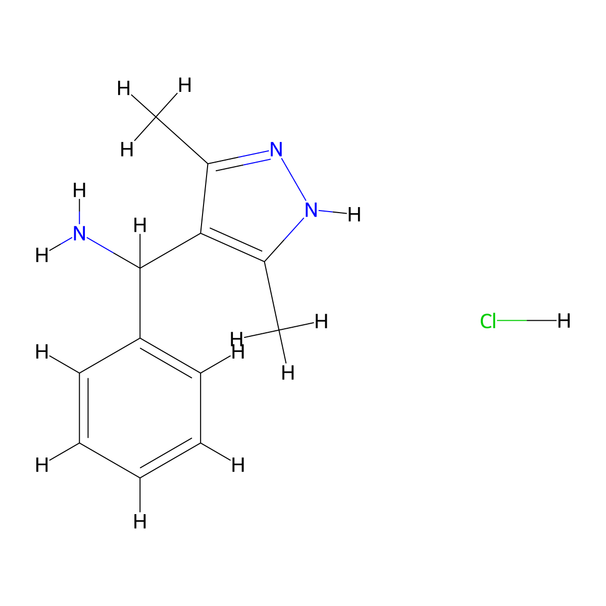 C-(3,5-Dimethyl-1H-pyrazol-4-yl)-C-phenyl-methylamine hydrochloride molecular structure, CAS 1257848-41-1