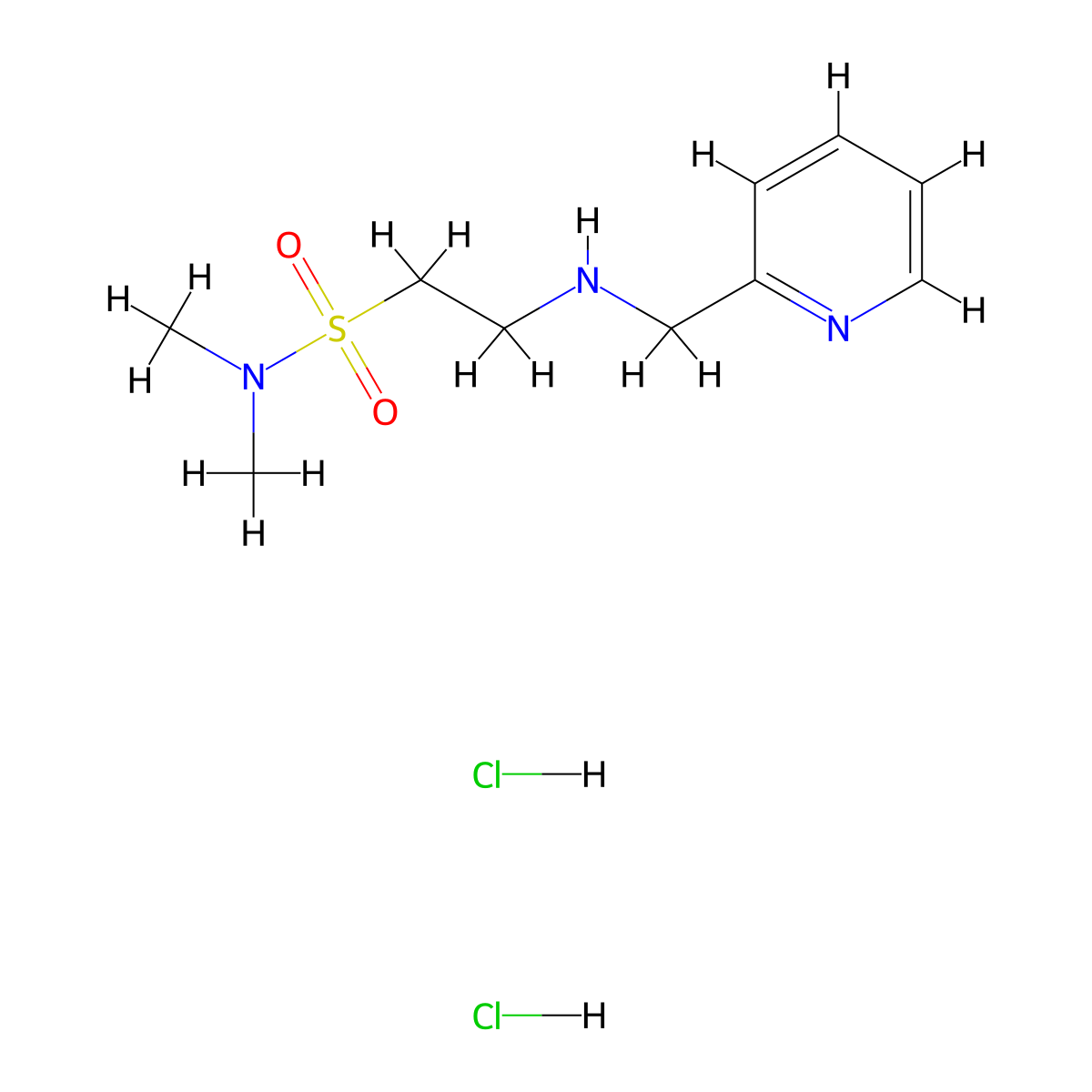 N,N-dimethyl-2-[(pyridin-2-ylmethyl)amino]ethanesulfonamide dihydrochloride molecular structure, CAS 1257848-95-5
