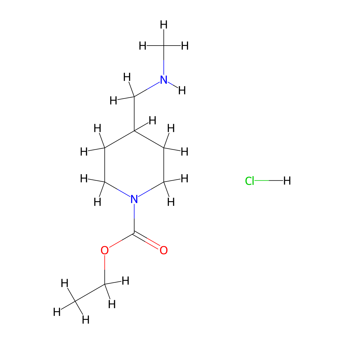 Ethyl 4-[(methylamino)methyl]piperidine-1-carboxylate hydrochloride molecular structure, CAS 1257849-40-3