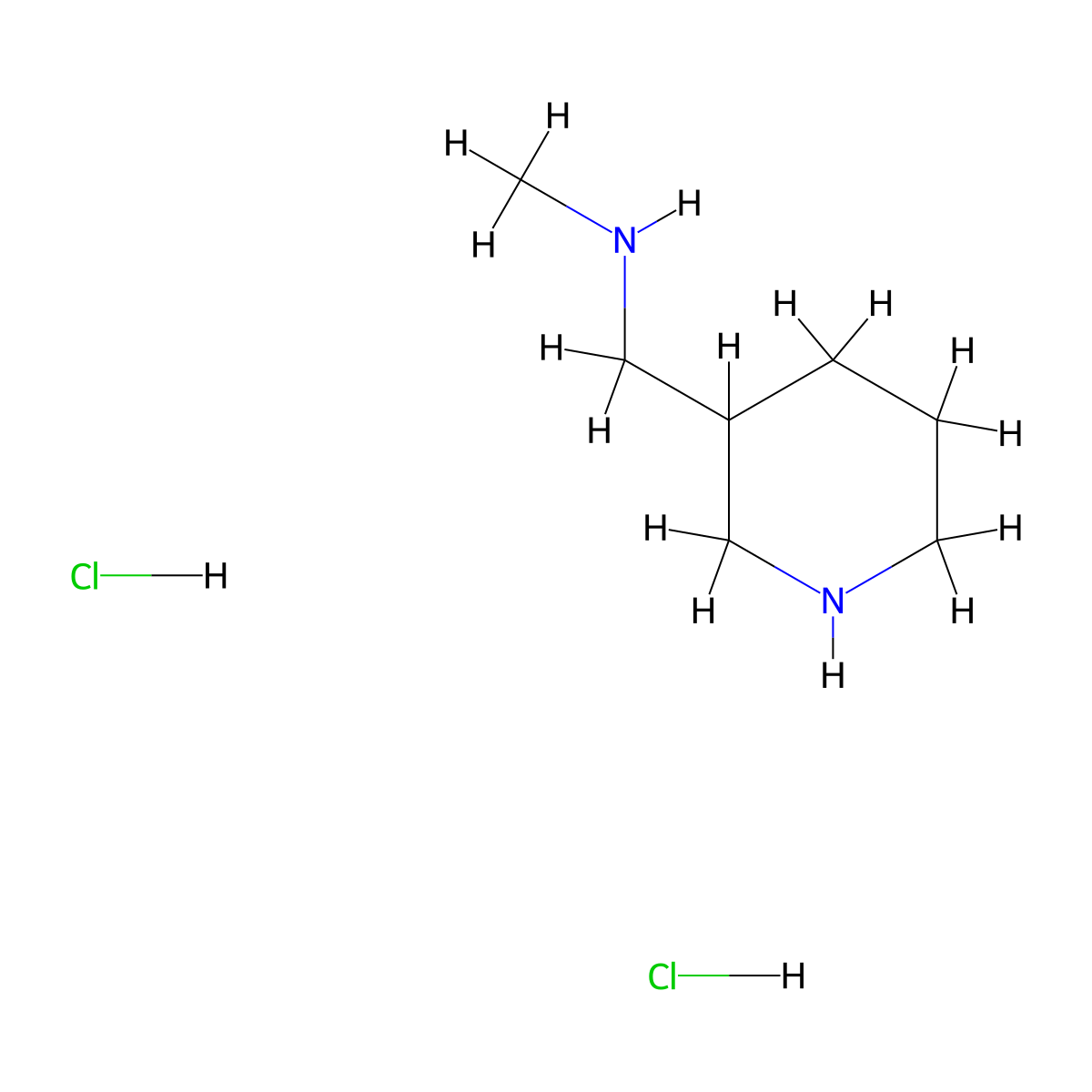 N-Methyl-1-(piperidin-3-yl)methanamine dihydrochloride molecular structure, CAS 1257849-50-5