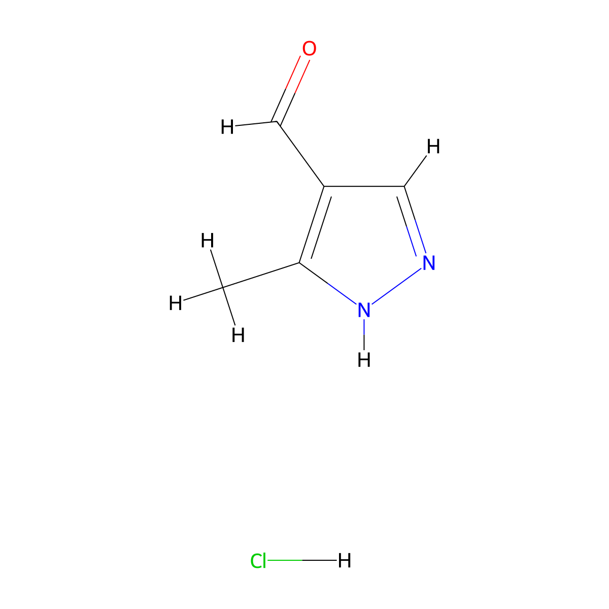 3-Methyl-1h-pyrazole-4-carbaldehyde hydrochloride molecular structure, CAS 1257849-73-2