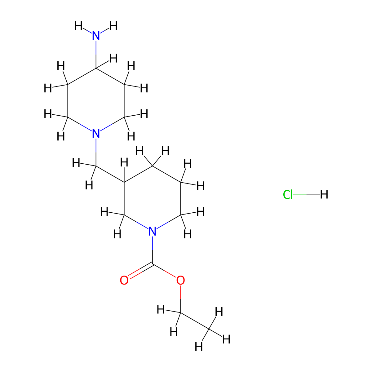 Ethyl 3-[(4-aminopiperidin-1-yl)methyl]piperidine-1-carboxylate hydrochloride molecular structure, CAS 1257850-47-7