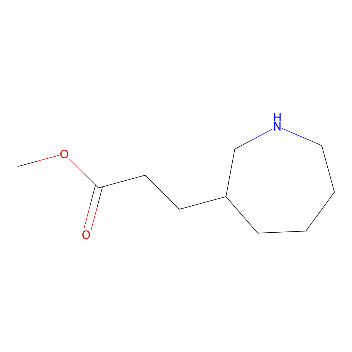 Methyl 3-(azepan-3-yl)propanoate molecular structure, CAS 1257850-54-6
