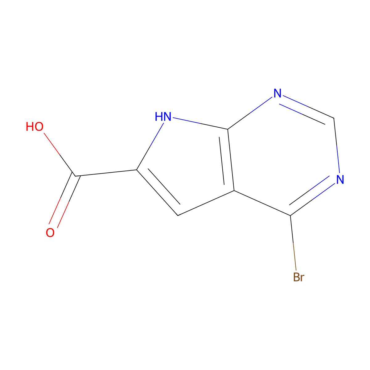 4-bromo-7H-pyrrolo[2,3-d]pyrimidine-6-carboxylic acid molecular structure, CAS 1257851-79-8