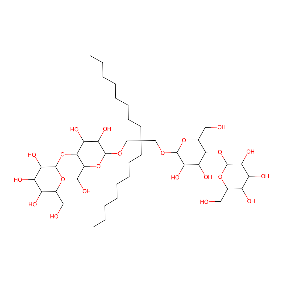 2,2-Dioctyl-1,3-propanediyl bis(4-O-alpha-D-glucopyranosyl-beta-D-glucopyranoside molecular structure, CAS 1257852-99-5