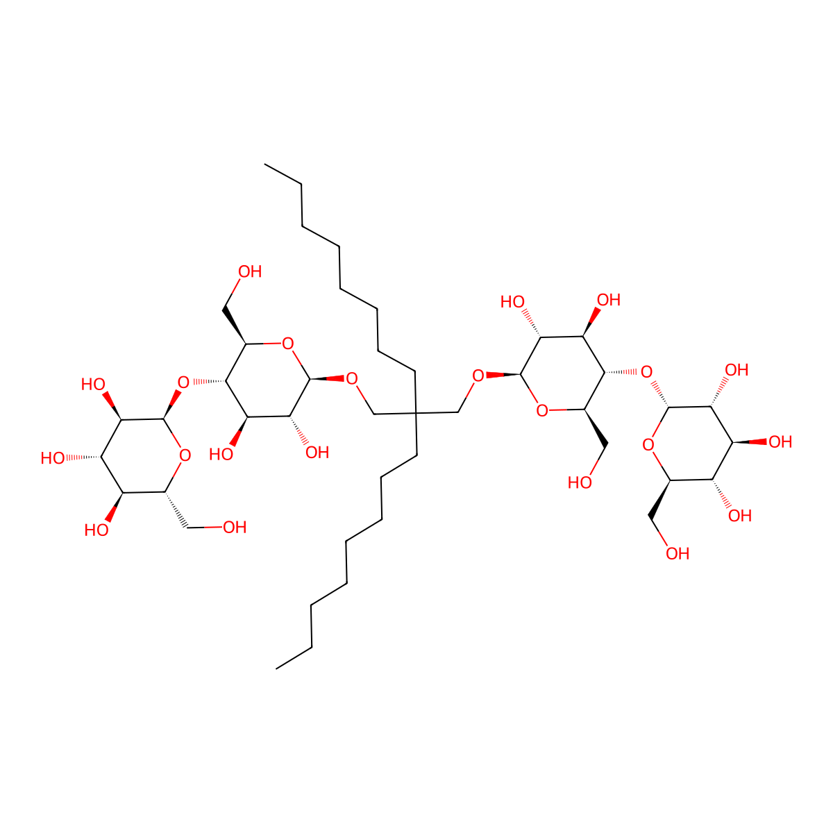 2,2-Dioctyl-1,3-propanediyl bis(4-O-alpha-D-glucopyranosyl-beta-D-glucopyranoside molecular structure, CAS 1257852-99-5
