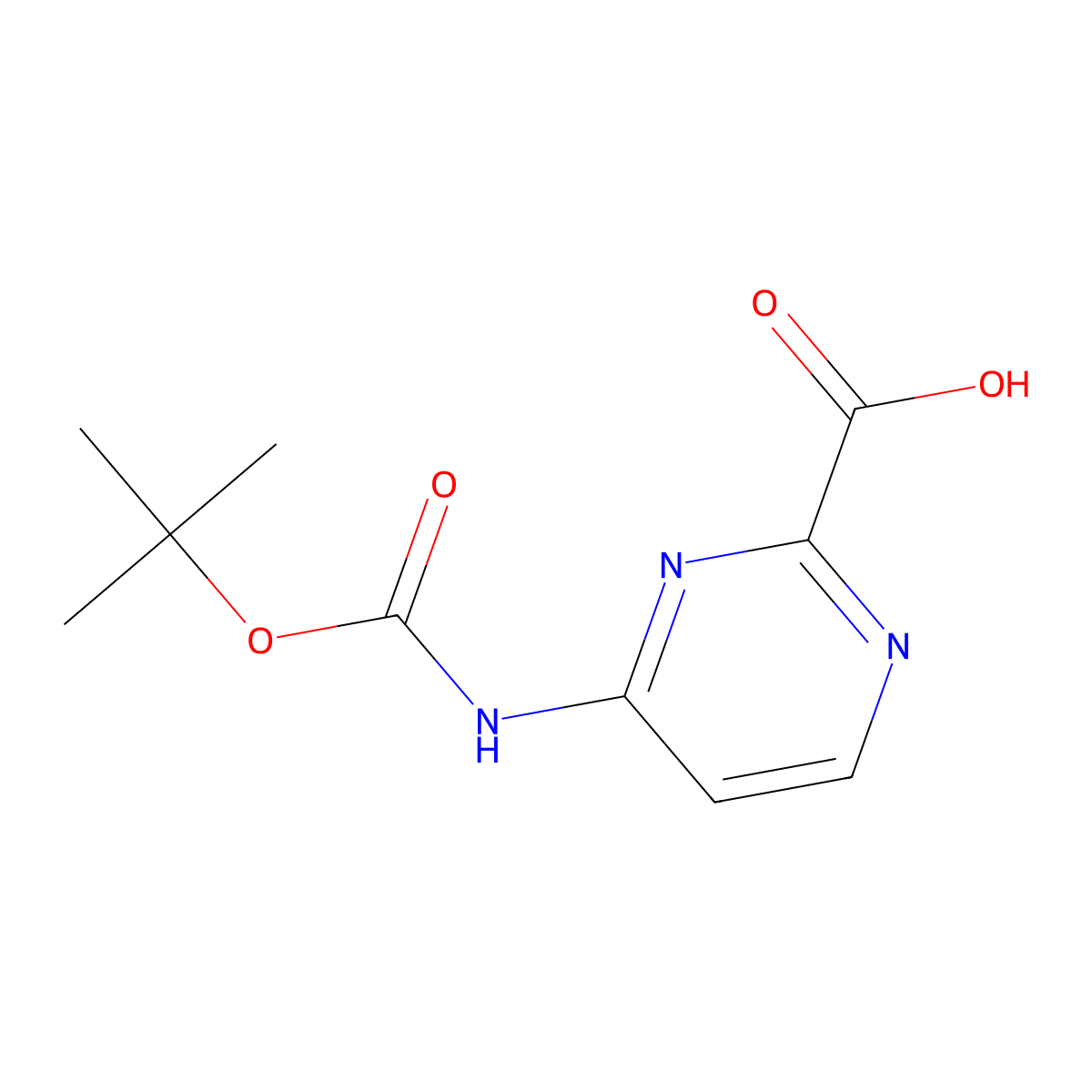 4-{[(Tert-butoxy)carbonyl]amino}pyrimidine-2-carboxylic acid molecular structure, CAS 1257853-10-3