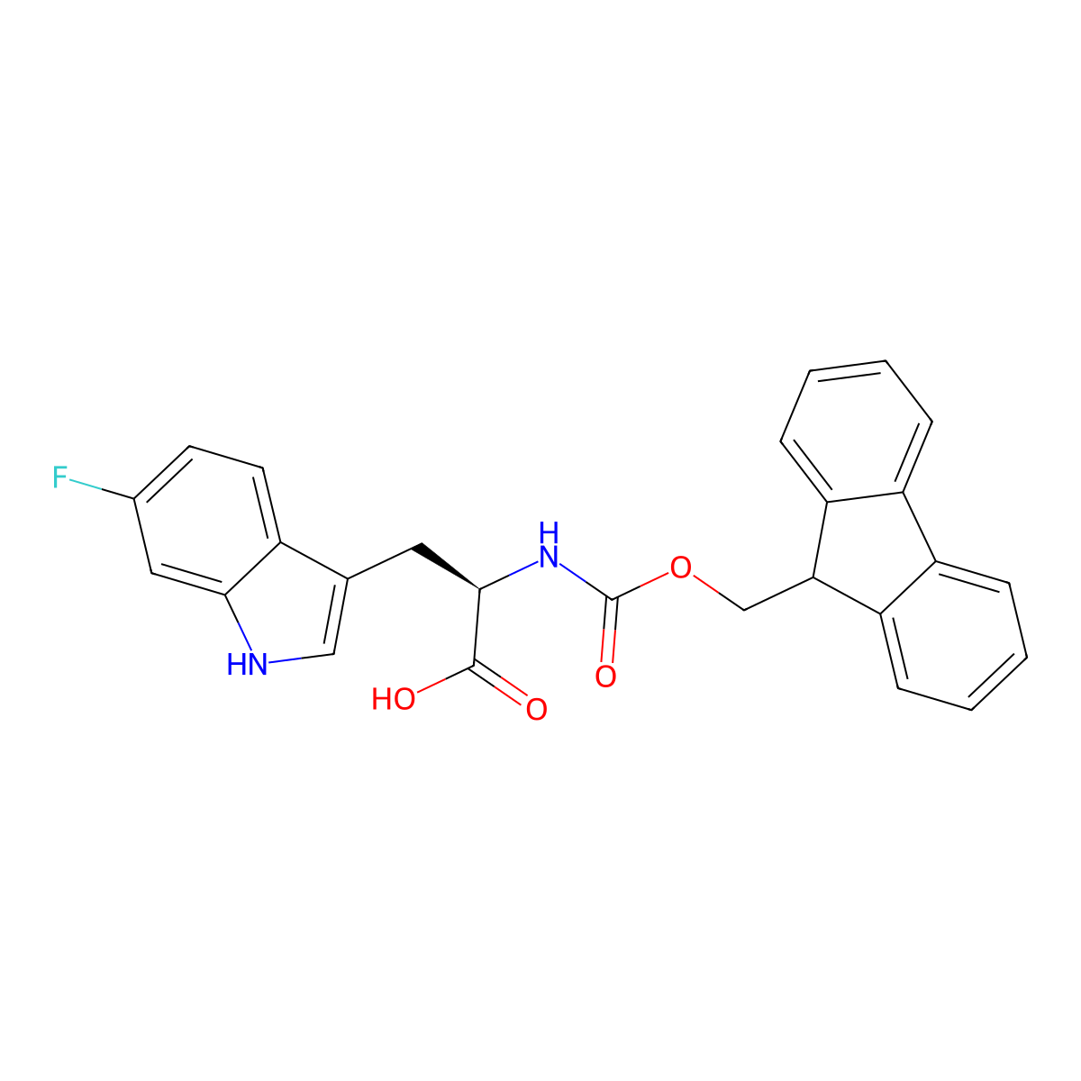 N-Fmoc-6-fluoro-D-tryptophan molecular structure, CAS 1257853-57-8