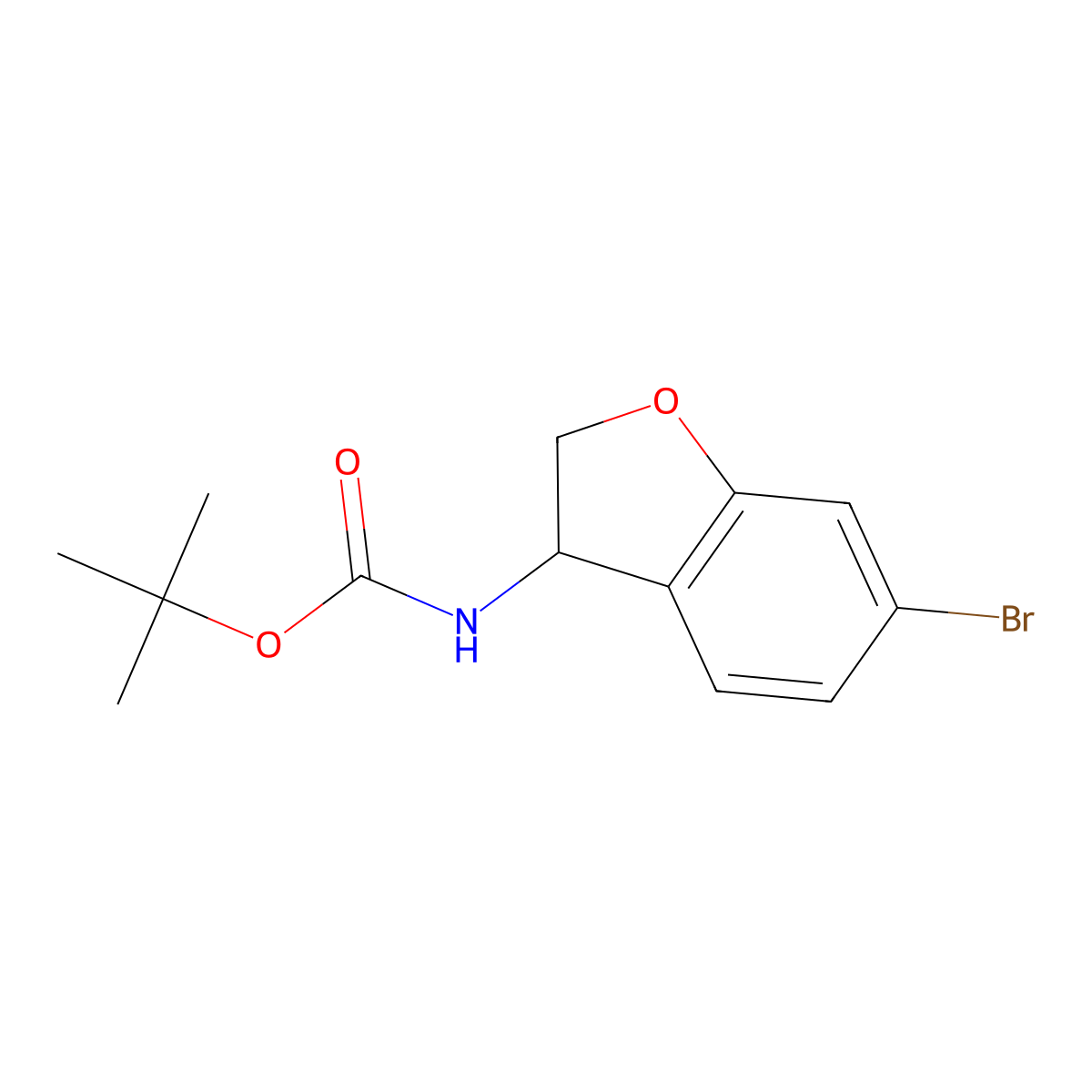 tert-Butyl (6-bromo-2,3-dihydrobenzofuran-3-yl)carbamate molecular structure, CAS 1257854-98-0