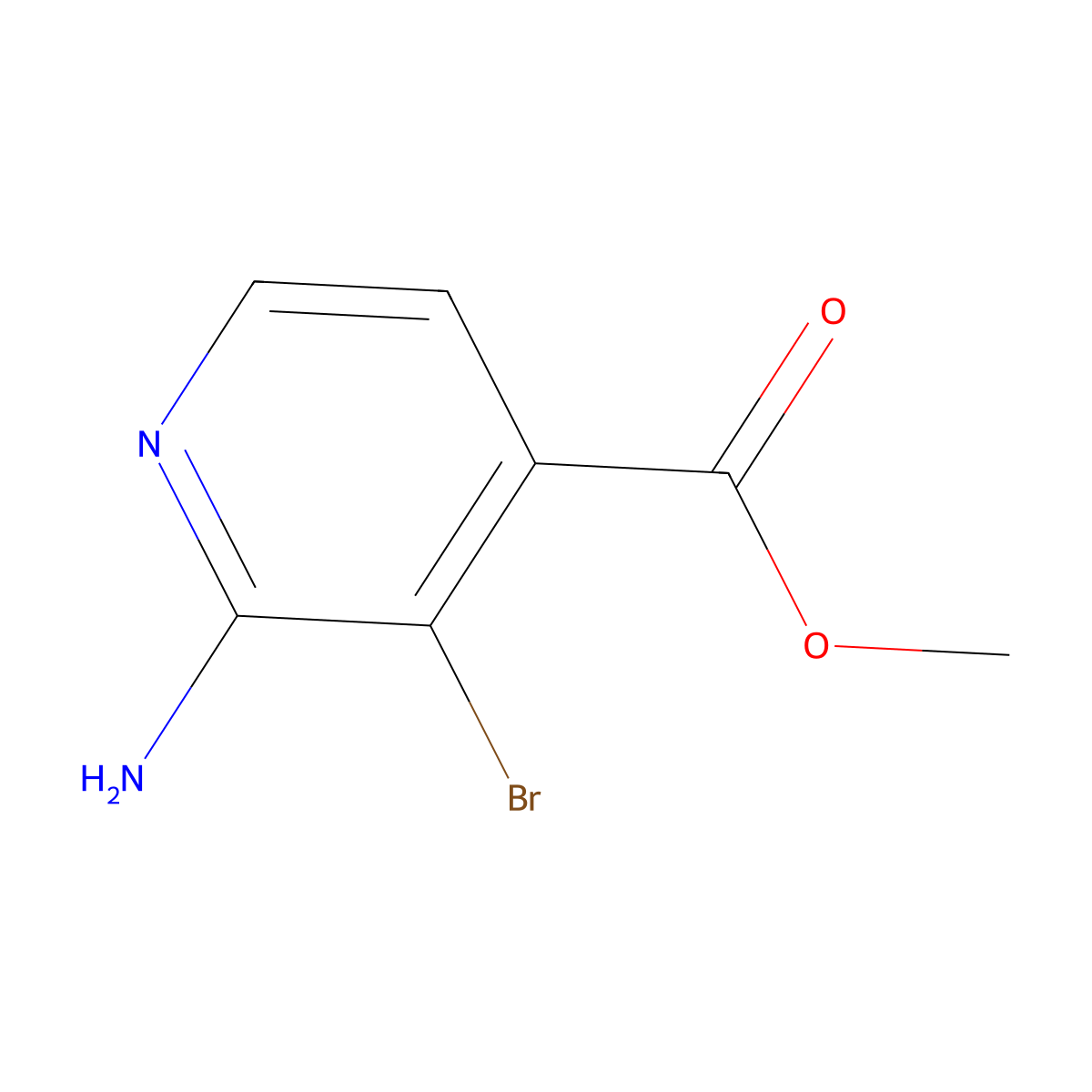 Methyl 2-amino-3-bromoisonicotinate molecular structure, CAS 1257855-12-1