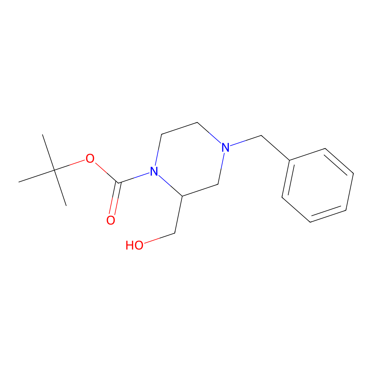 (R)-1-Boc-4-benzyl-2-(hydroxymethyl)piperazine molecular structure, CAS 1257855-72-3