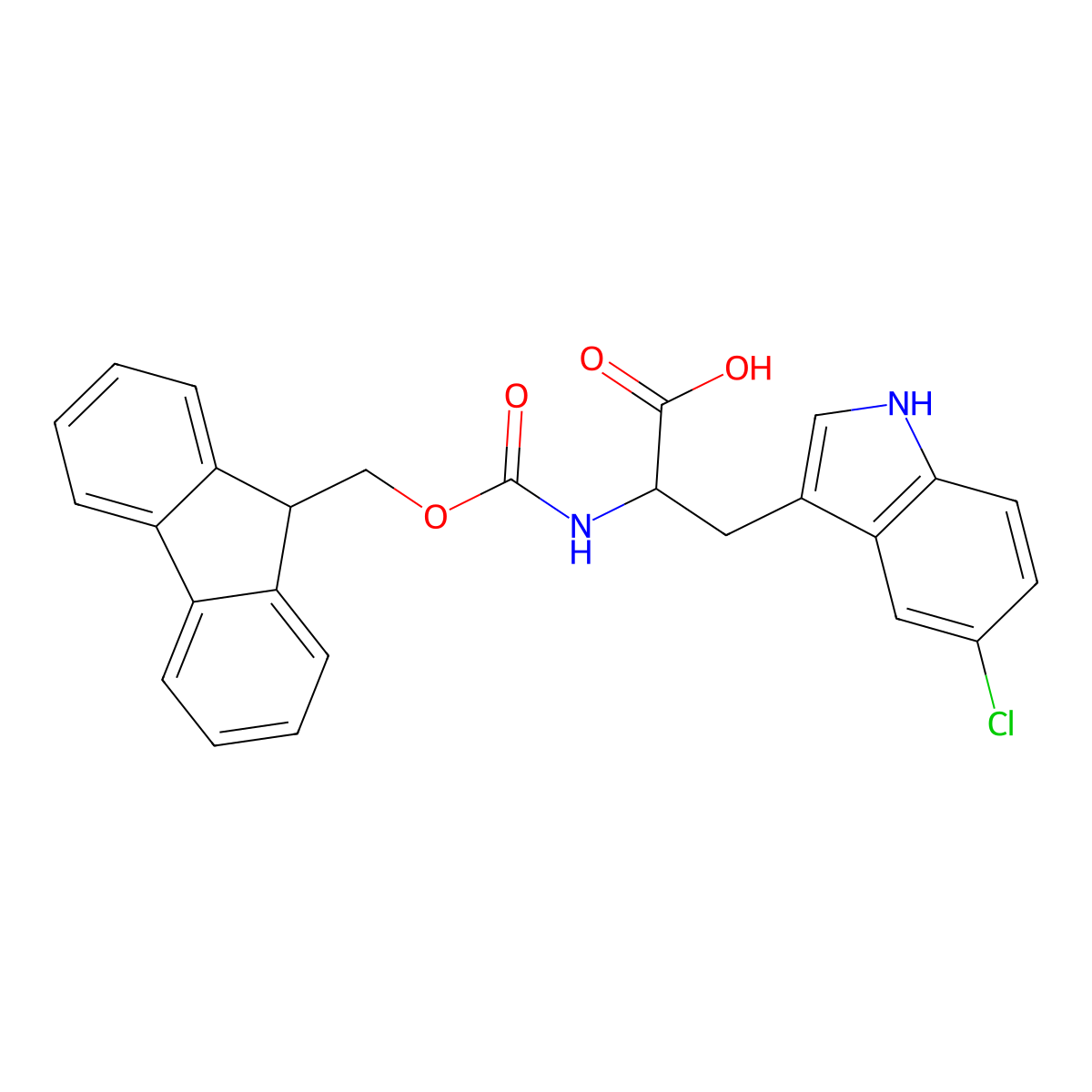 Fmoc-5-chloro-D-tryptophan molecular structure, CAS 1257856-10-2