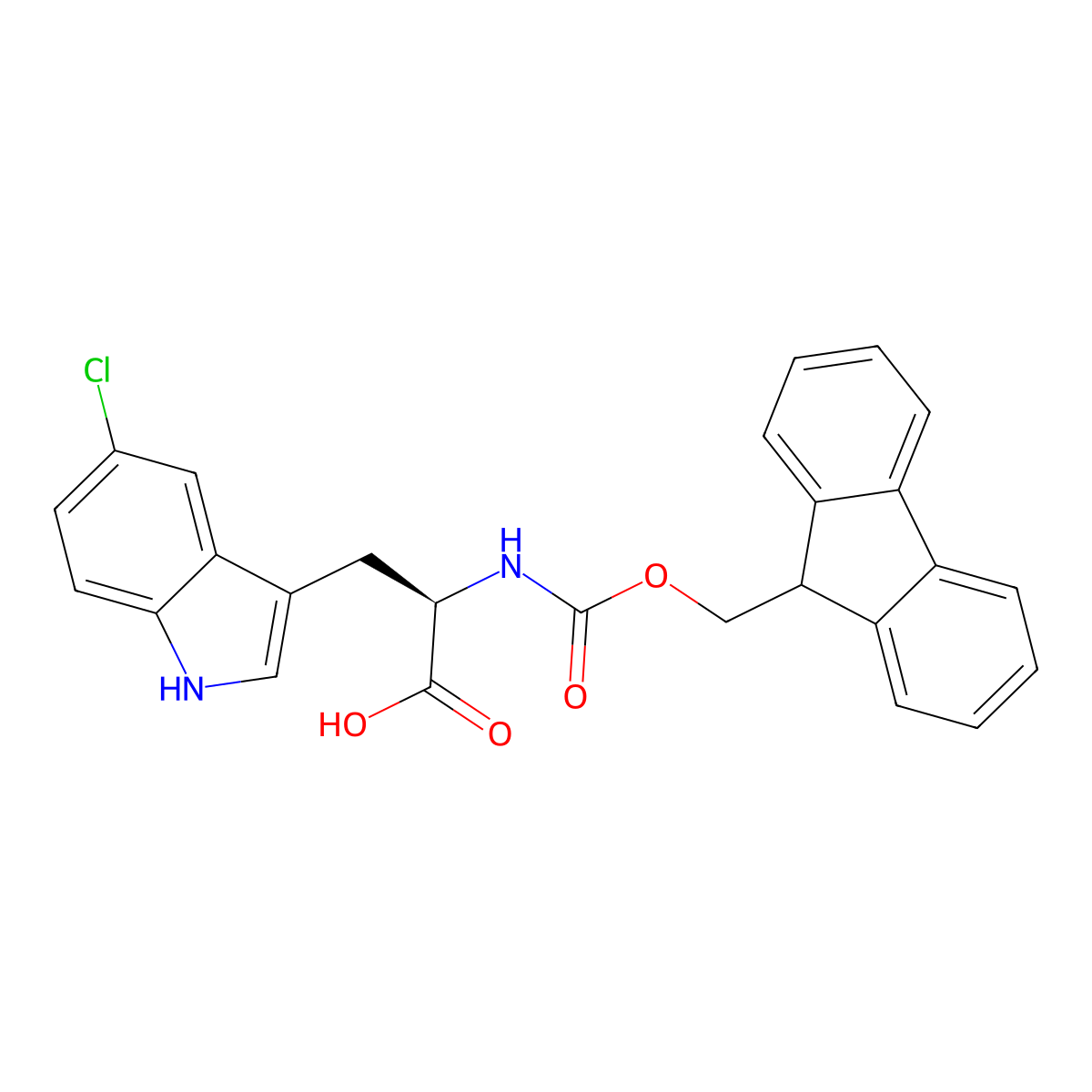 Fmoc-5-chloro-D-tryptophan molecular structure, CAS 1257856-10-2