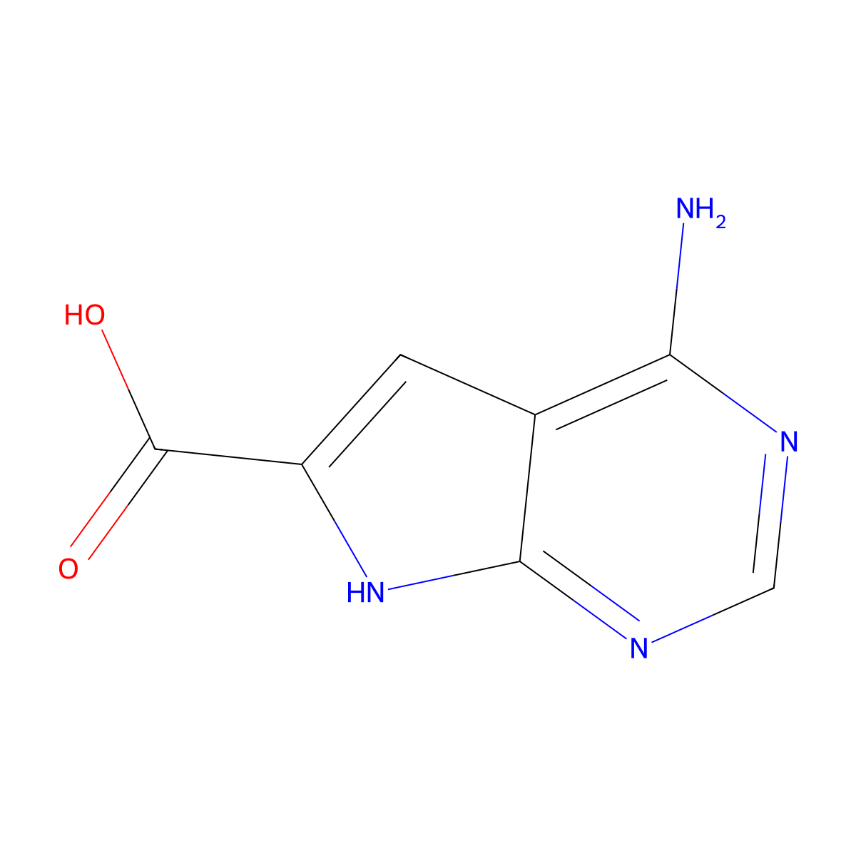 4-amino-7H-pyrrolo[2,3-d]pyrimidine-6-carboxylic acid molecular structure, CAS 1257856-83-9