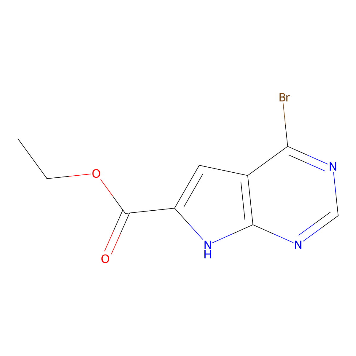 ethyl 4-bromo-7H-pyrrolo[2,3-d]pyrimidine-6-carboxylate molecular structure, CAS 1257856-84-0