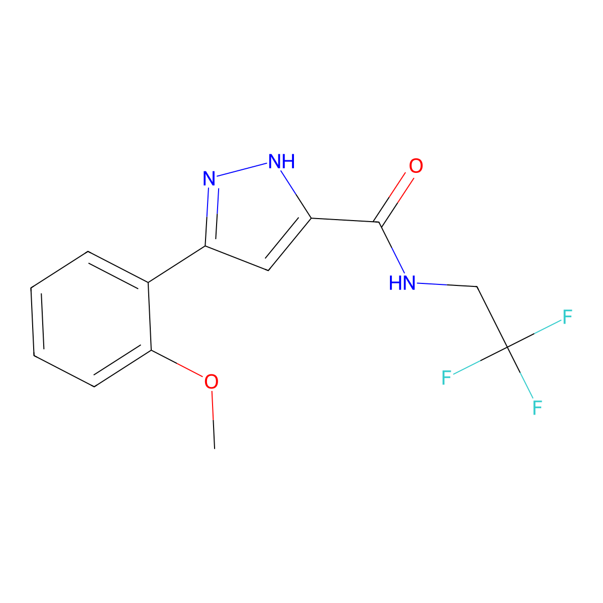 5-(2-methoxyphenyl)-N-(2,2,2-trifluoroethyl)-1H-pyrazole-3-carboxamide molecular structure, CAS 1257859-74-7