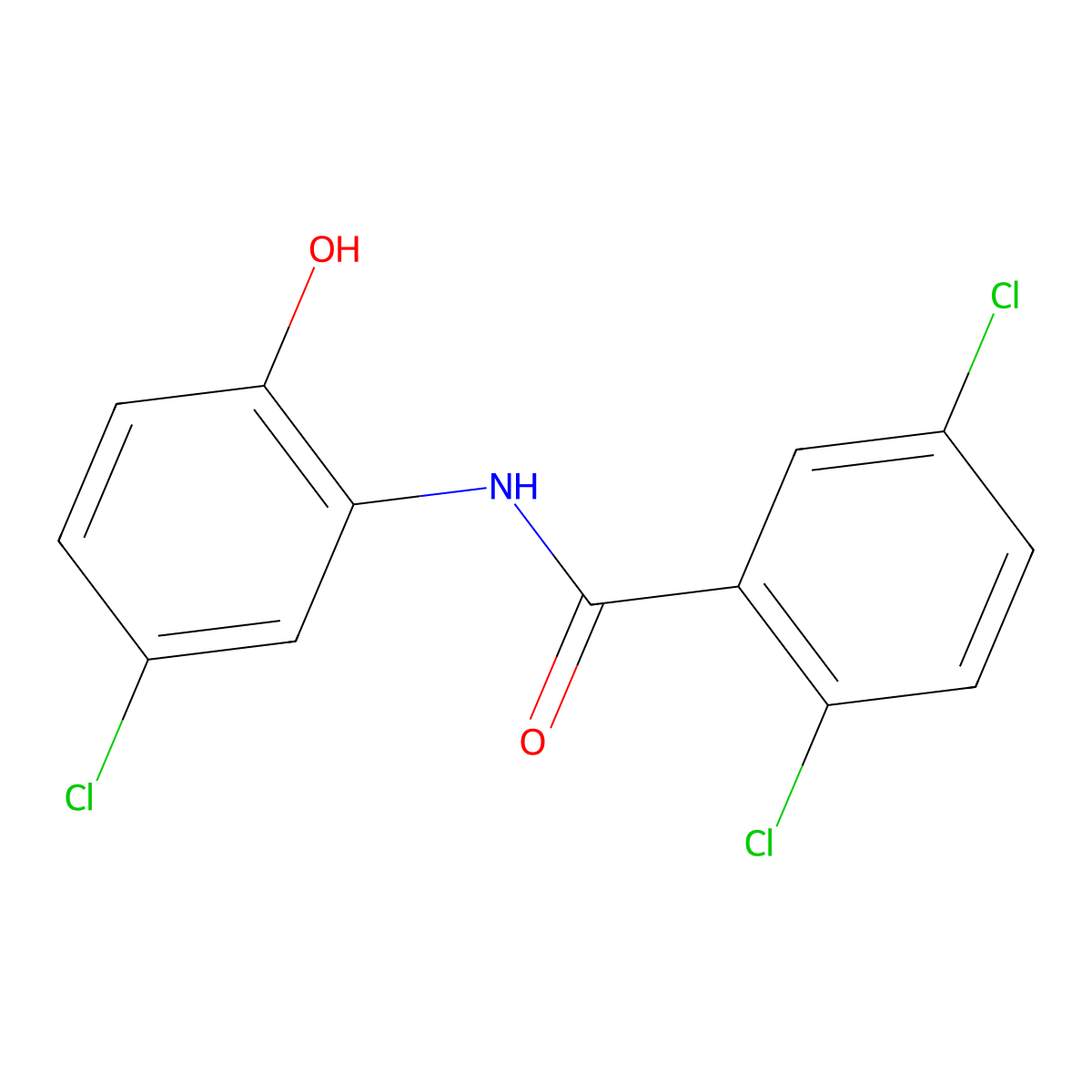 2,5-dichloro-N-(5-chloro-2-hydroxyphenyl)benzamide molecular structure, CAS 125786-49-4