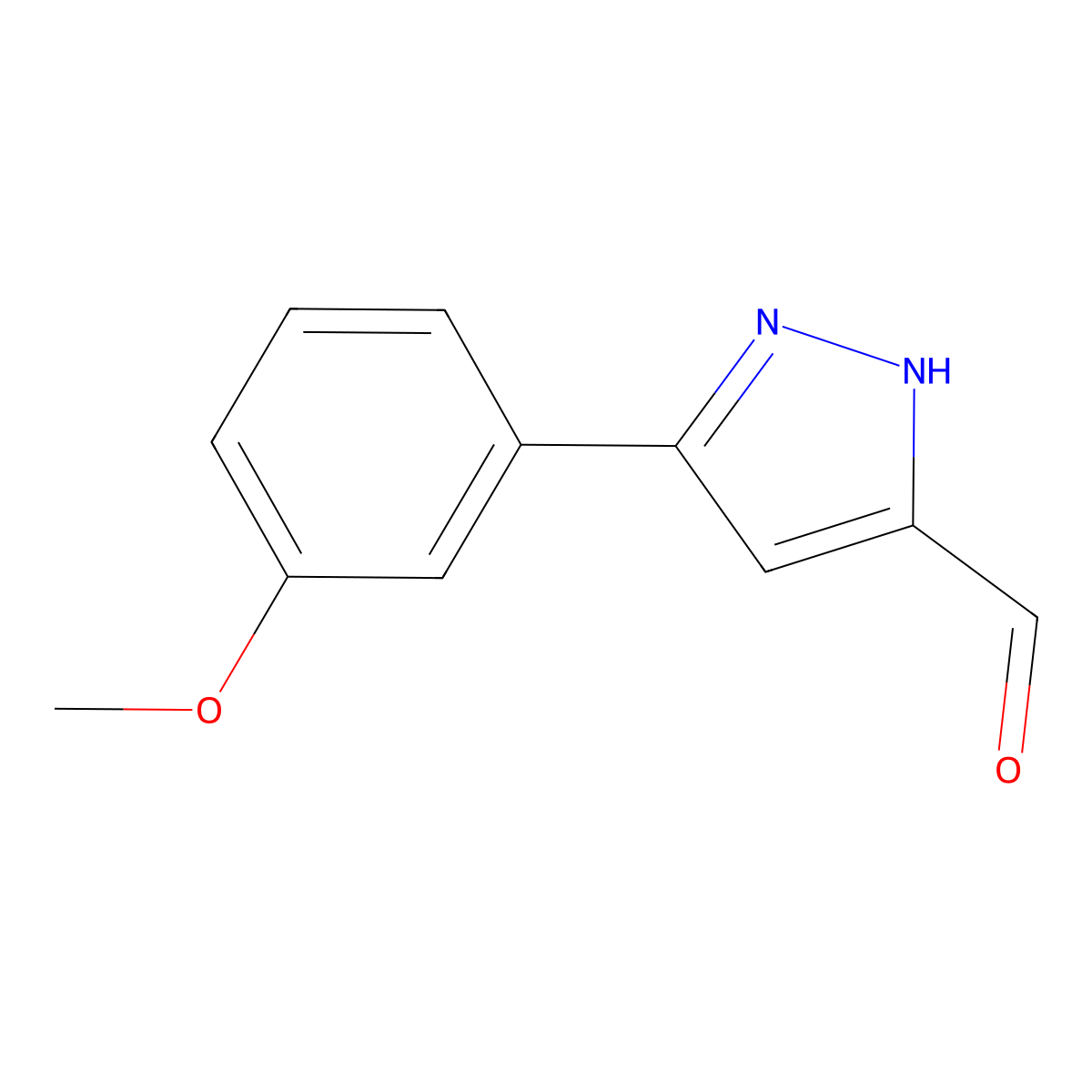 5-(3-Methoxyphenyl)-1H-pyrazole-3-carbaldehyde molecular structure, CAS 1257864-16-6
