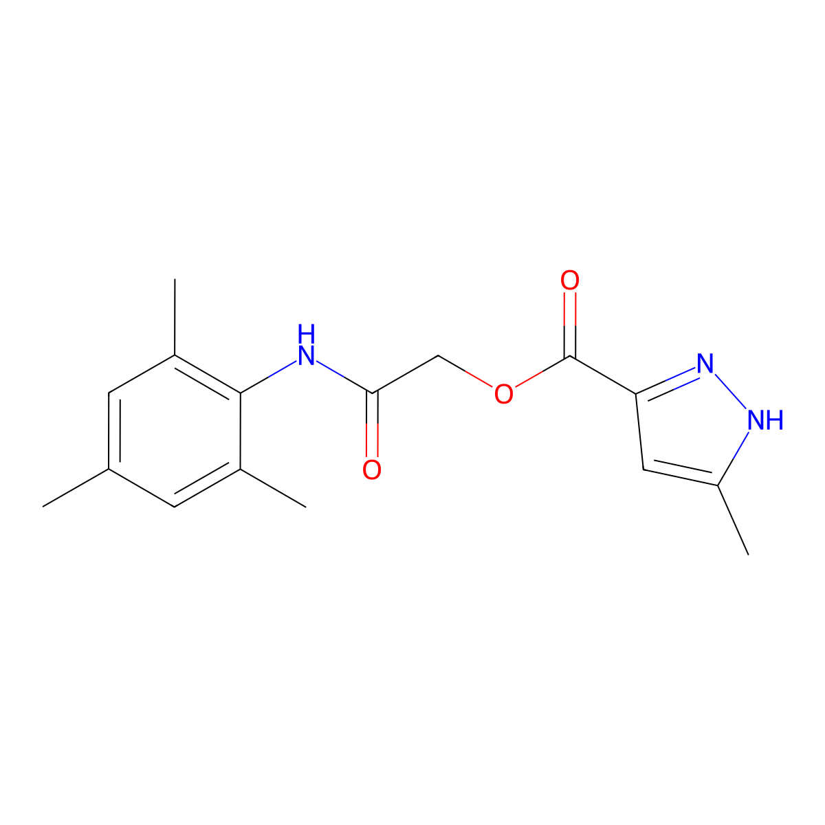 2-(mesitylamino)-2-oxoethyl 5-methyl-1H-pyrazole-3-carboxylate molecular structure, CAS 1257869-85-4