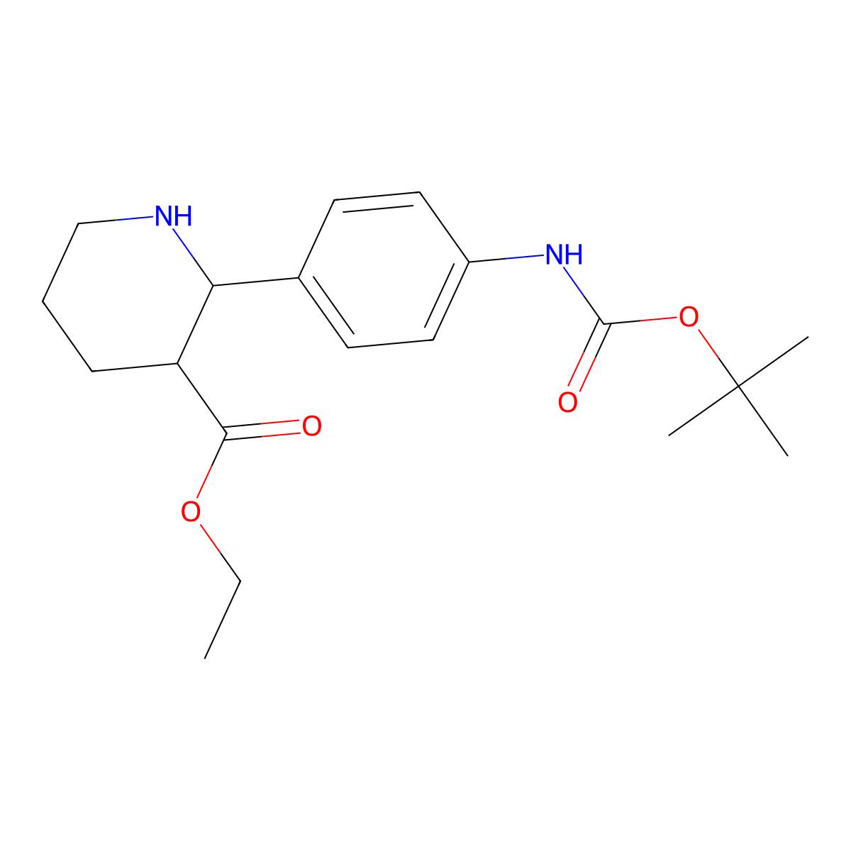 (2R,3S)-2-(4-tert-Btoxycarbonylaminophenyl)piperidine-3-carboxylic acid ethyl ester molecular structure, CAS 1257871-36-5