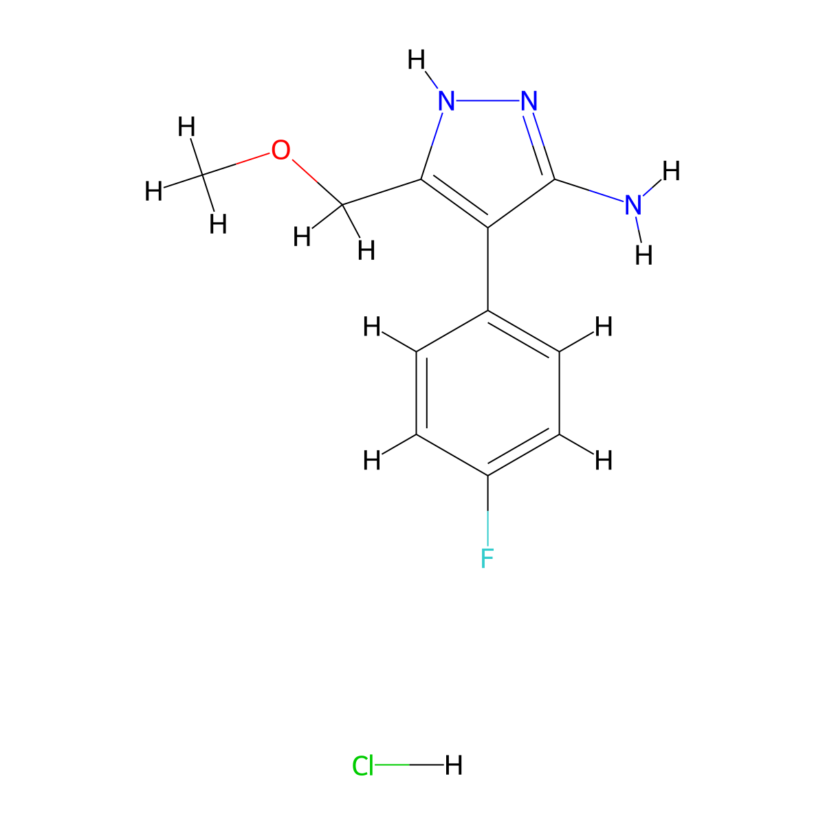 4-(4-Fluoro-phenyl)-5-methoxymethyl-2H-pyrazol-3-ylamine hydrochloride molecular structure, CAS 1257871-80-9