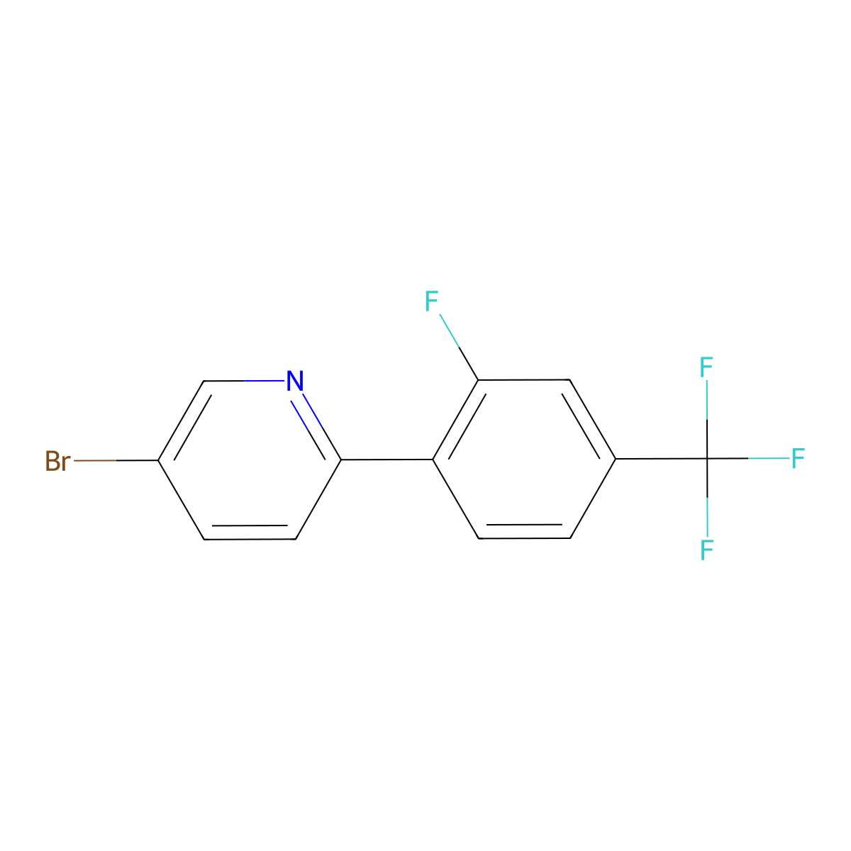 5-Bromo-2-(2-fluoro-4-(trifluoromethyl)phenyl)pyridine molecular structure, CAS 1257875-16-3