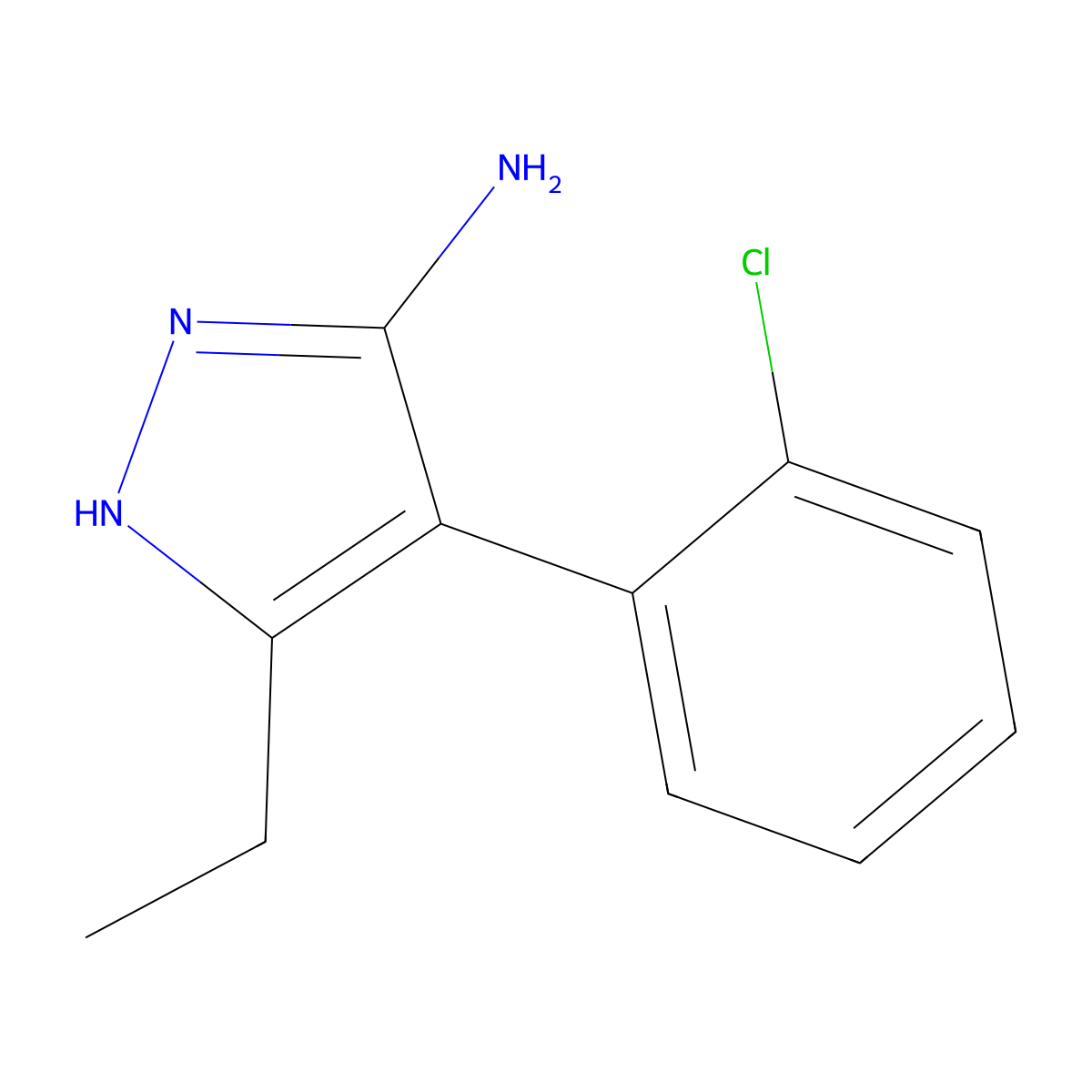 4-(2-chlorophenyl)-5-ethyl-1H-pyrazol-3-amine molecular structure, CAS 1257878-61-7