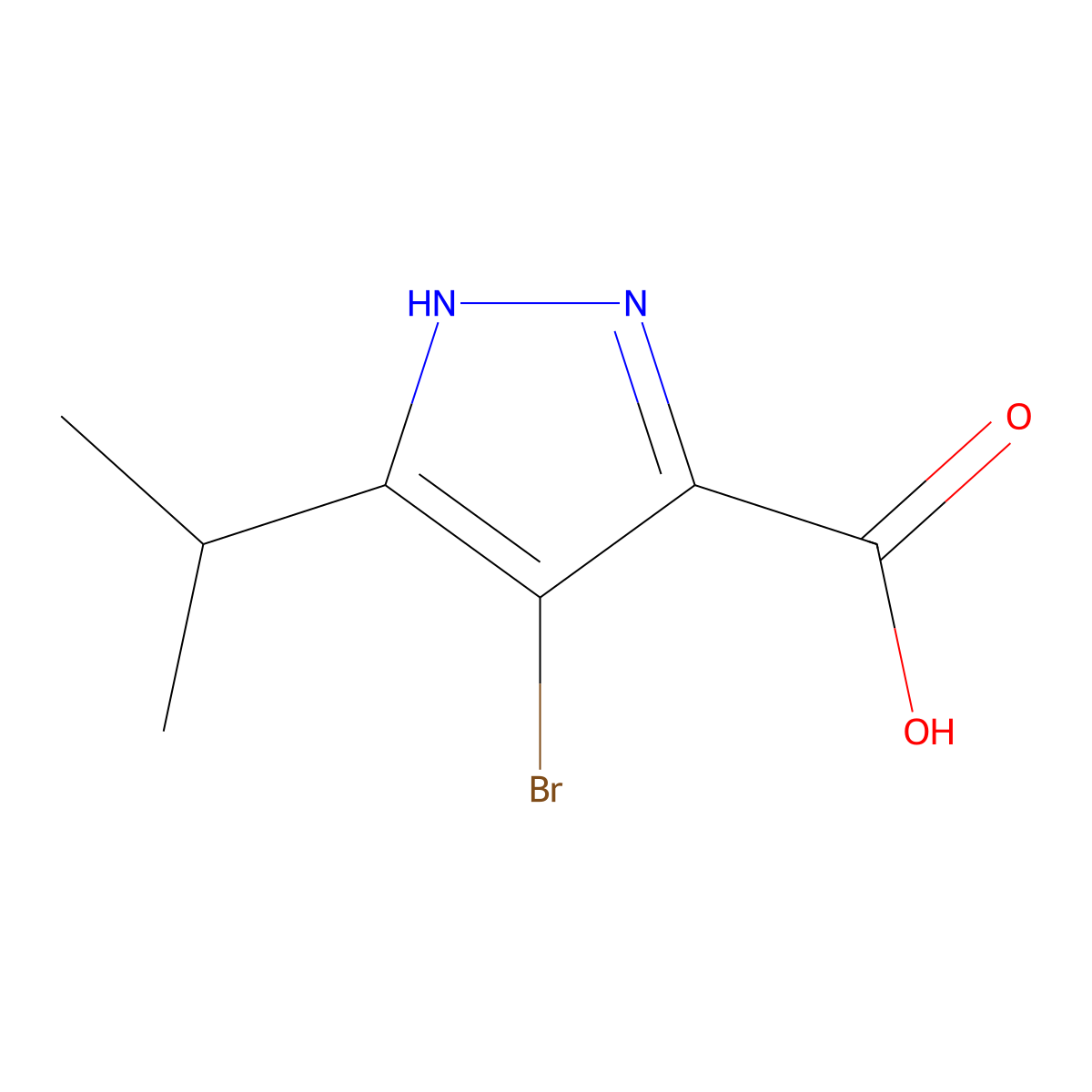 4-bromo-3-(propan-2-yl)-1H-pyrazole-5-carboxylic acid molecular structure, CAS 1257878-78-6