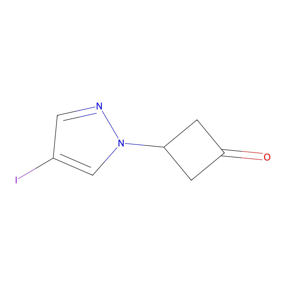 3-(4-iodo-1H-pyrazol-1-yl)cyclobutan-1-one molecular structure, CAS 1257996-80-7