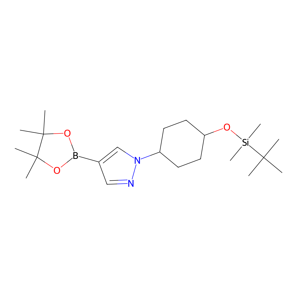 1-[trans-4-[(tert-butyldimethylsilyl)oxy]cyclohexyl]-4-(4,4,5,5-tetramethyl-1,3,2-dioxaborolan-2-yl)-1H-pyrazole molecular structure, CAS 1257997-17-3
