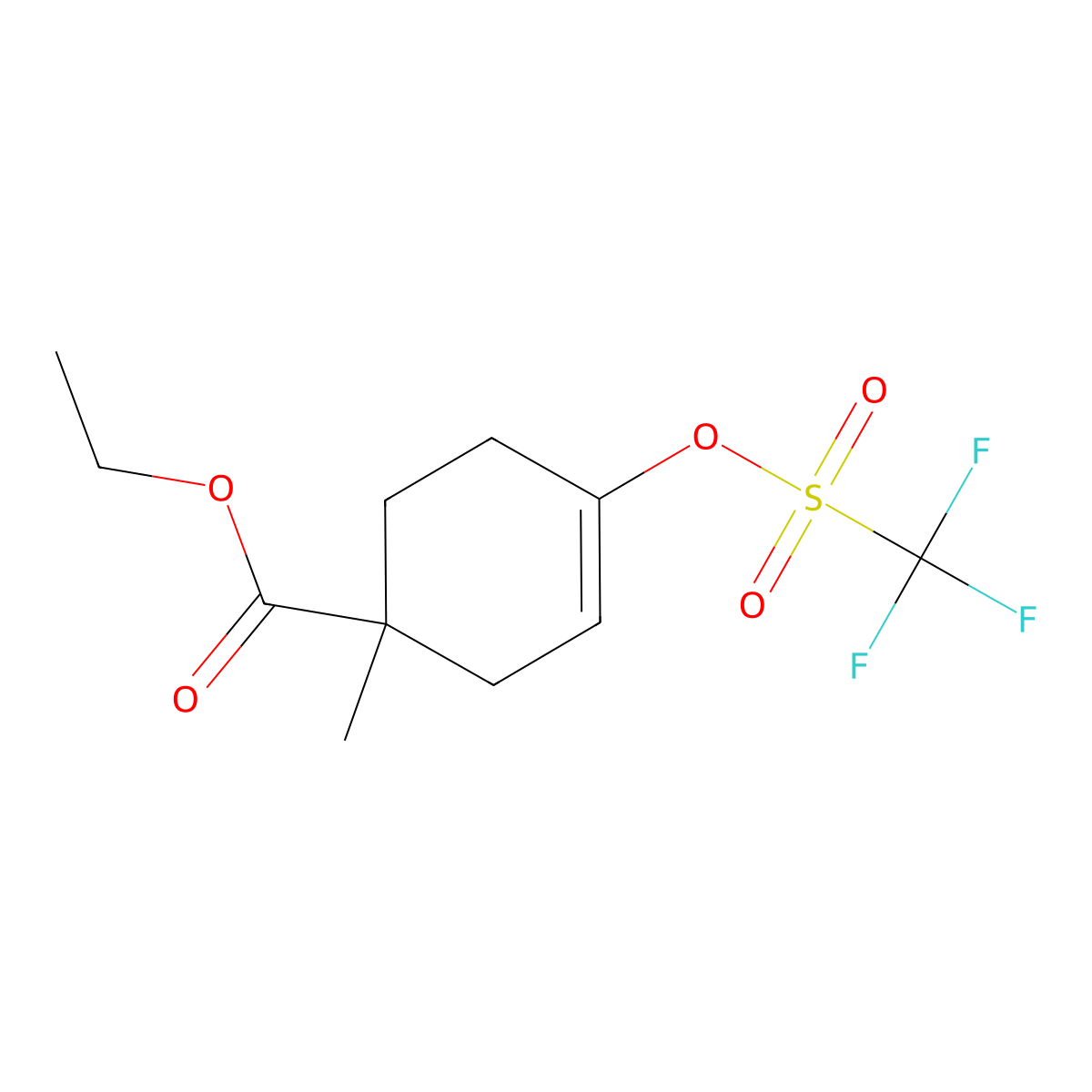 Ethyl 1-methyl-4-(trifluoromethylsulfonyloxy)cyclohex-3-enecarboxylate molecular structure, CAS 1257998-20-1