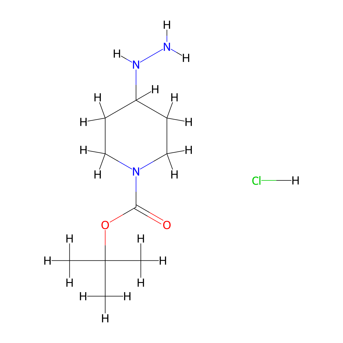 tert-Butyl 4-hydrazinylpiperidine-1-carboxylate hydrochloride molecular structure, CAS 1258001-18-1