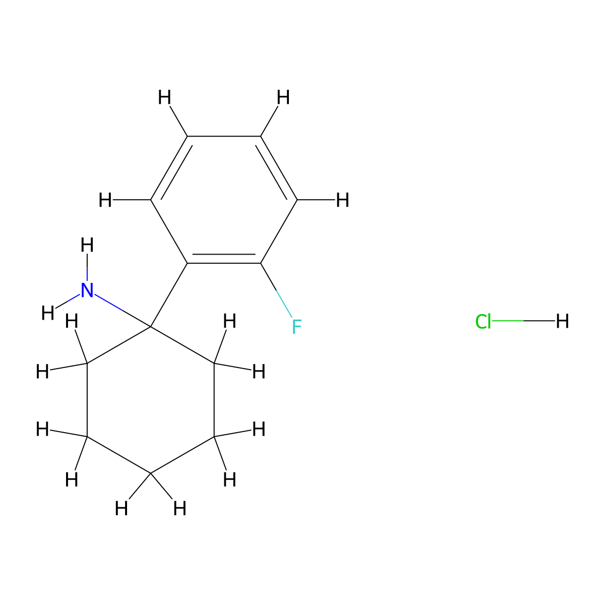 1-(2-Fluorophenyl)cyclohexan-1-amine hydrochloride molecular structure, CAS 125802-16-6