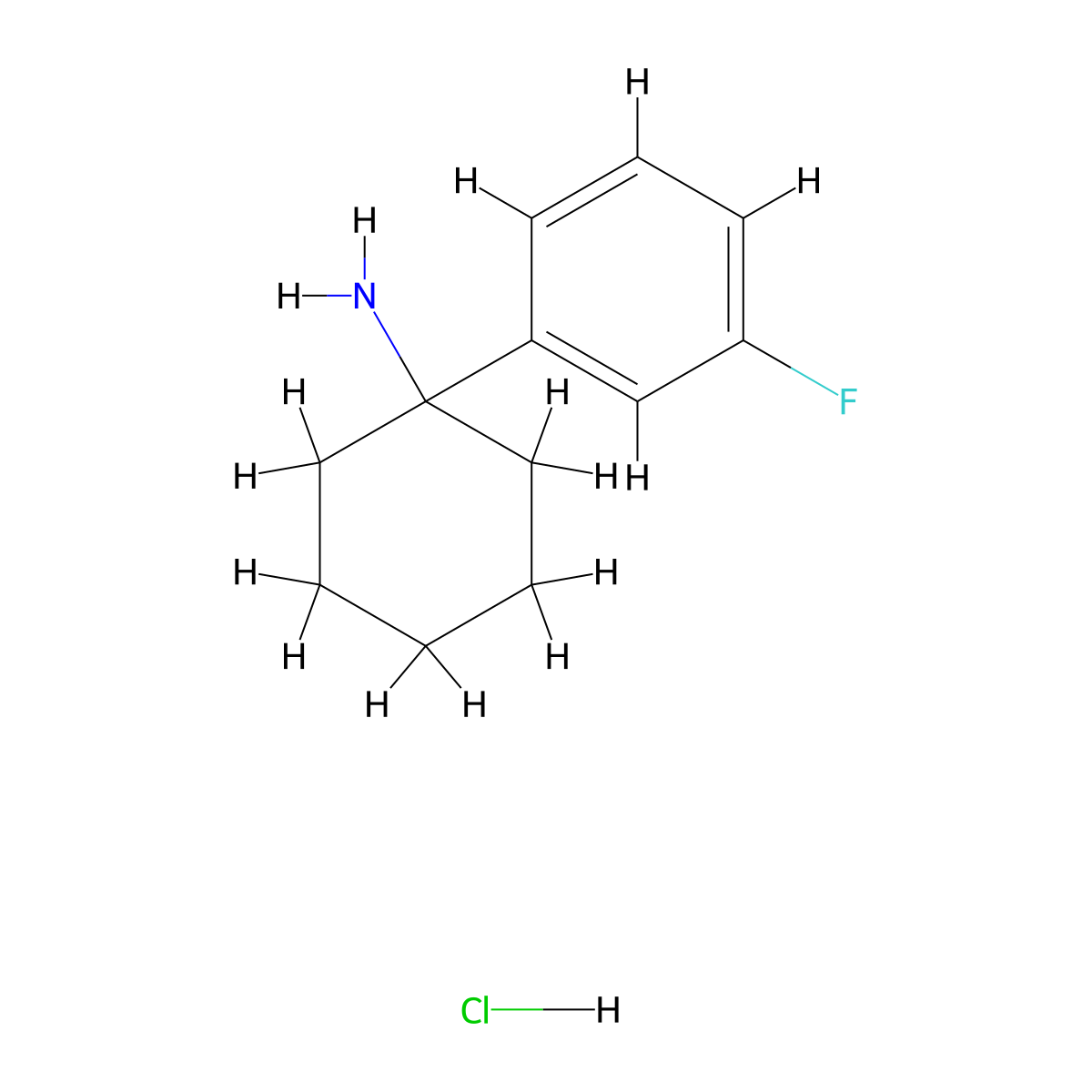 1-(3-Fluorophenyl)cyclohexan-1-amine hydrochloride molecular structure, CAS 125802-18-8