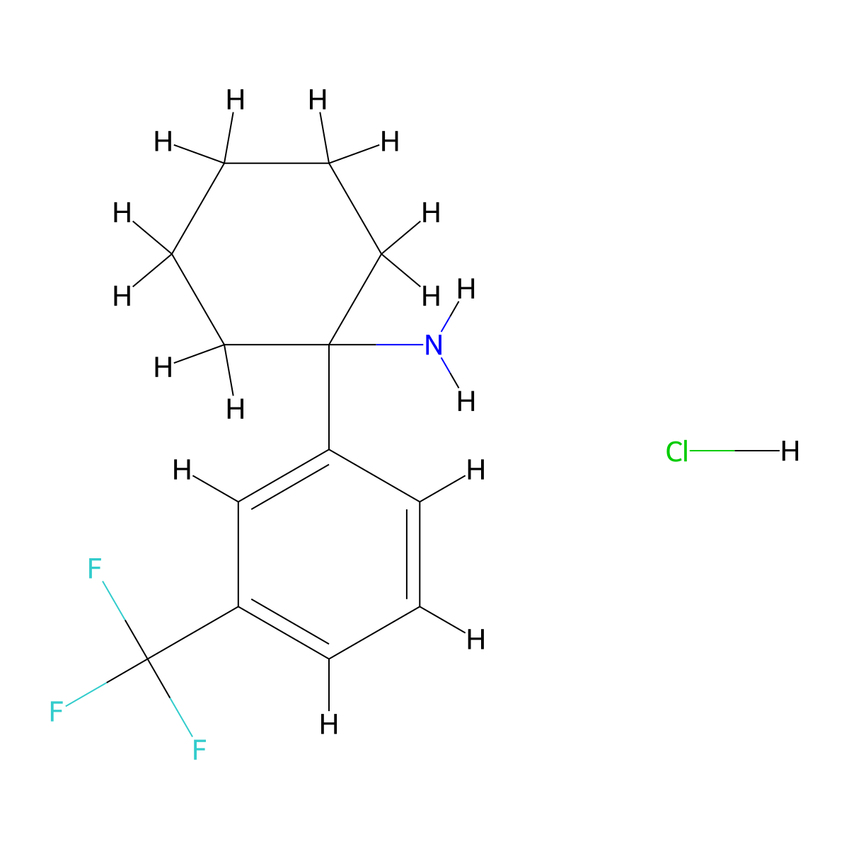 1-[3-(Trifluoromethyl)phenyl]cyclohexan-1-amine hydrochloride molecular structure, CAS 125802-22-4