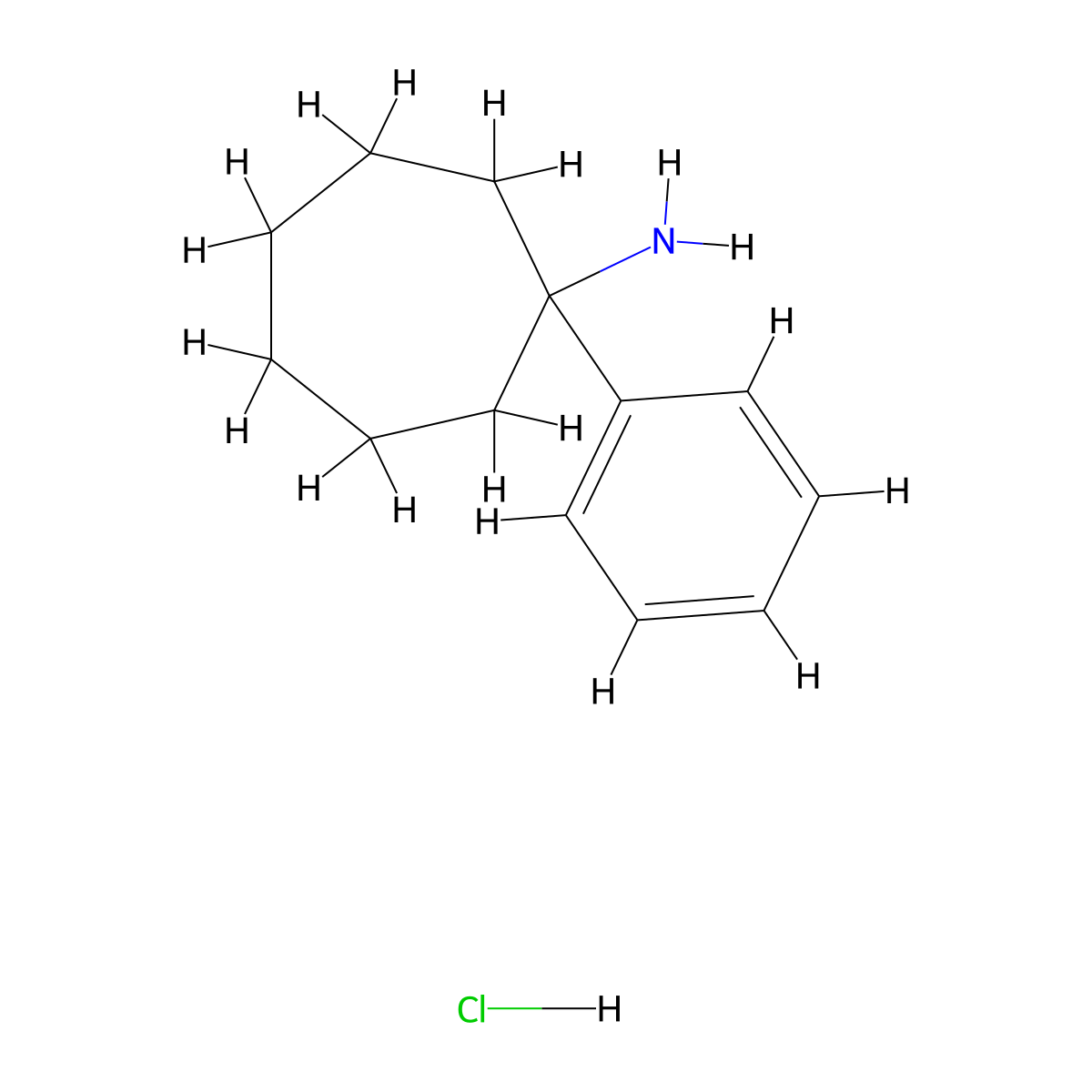 1-Phenylcycloheptylamine hydrochloride molecular structure, CAS 125802-37-1