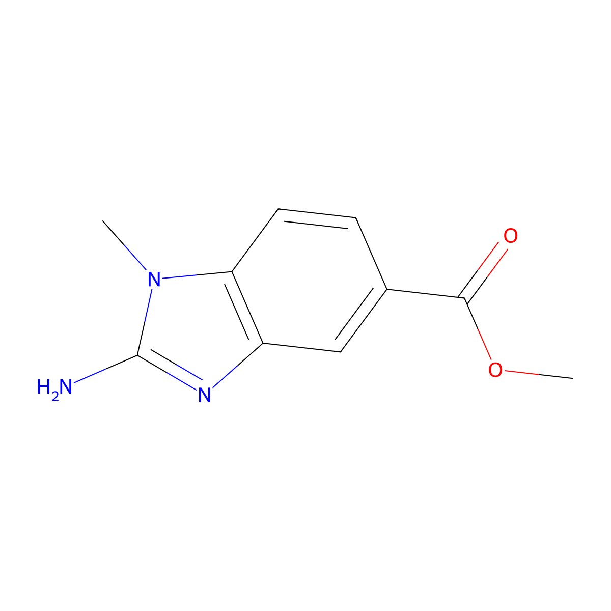 methyl 2-amino-1-methyl-1H-1,3-benzodiazole-5-carboxylate molecular structure, CAS 1258070-65-3