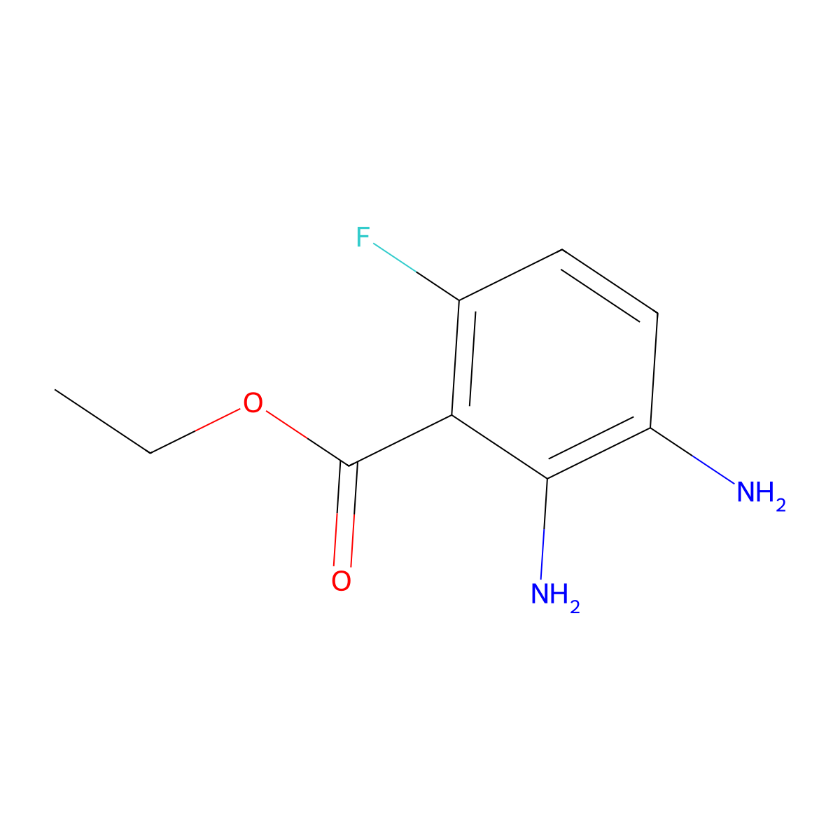 Ethyl 2,3-diamino-6-fluorobenzoate molecular structure, CAS 1258070-71-1