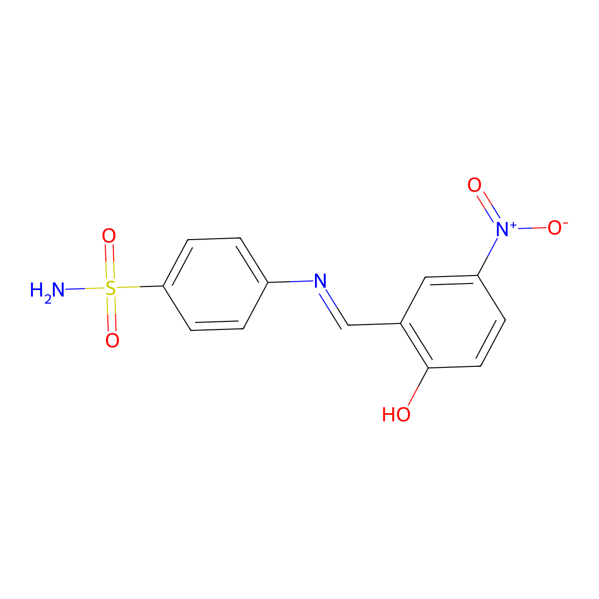 Benzenesulfonamide, 4-(2-hydroxy-5-nitrobenzylidenamino)- molecular structure, CAS 1258078-13-5