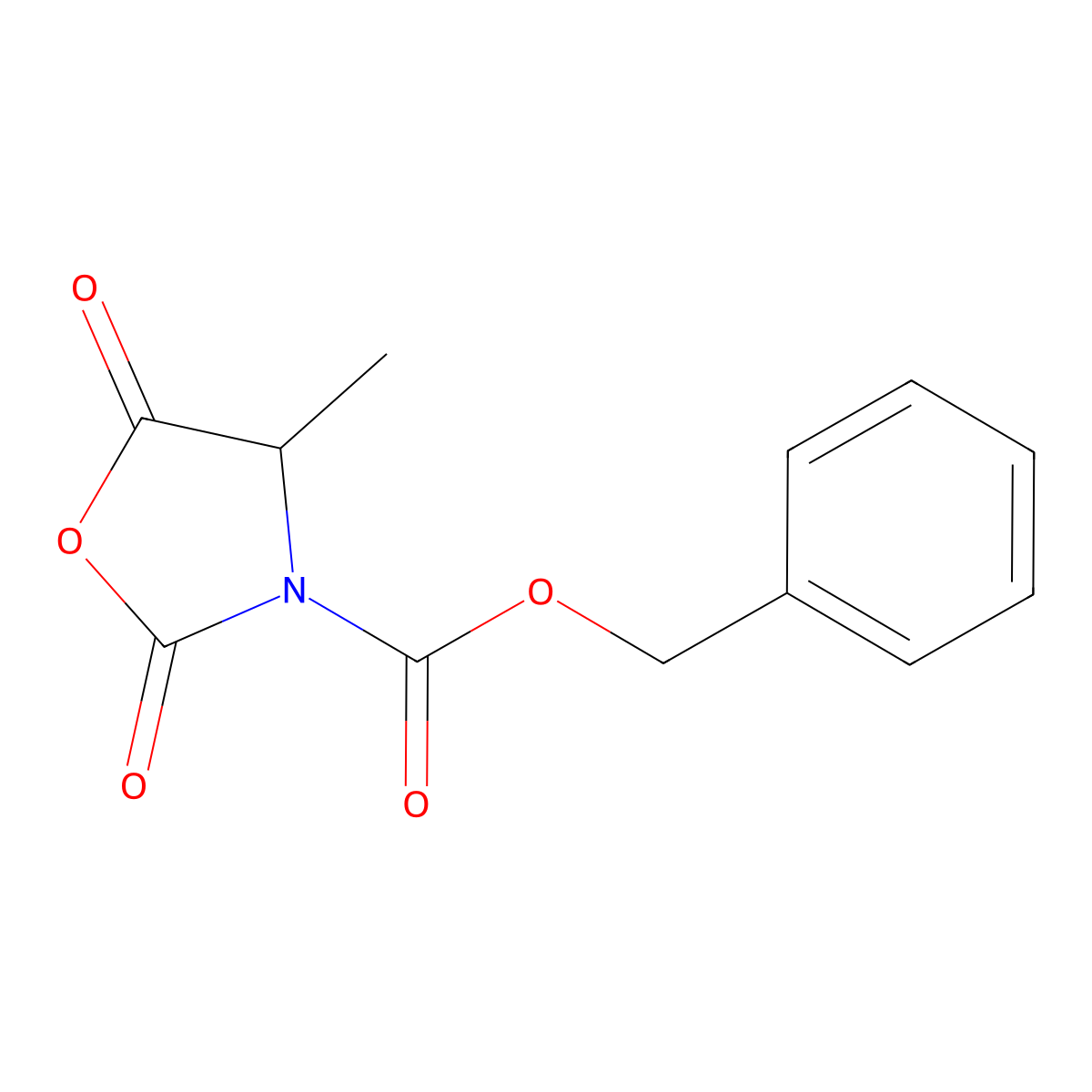 Phenylmethyl (4S)-4-methyl-2,5-dioxo-3-oxazolidinecarboxylate molecular structure, CAS 125814-23-5