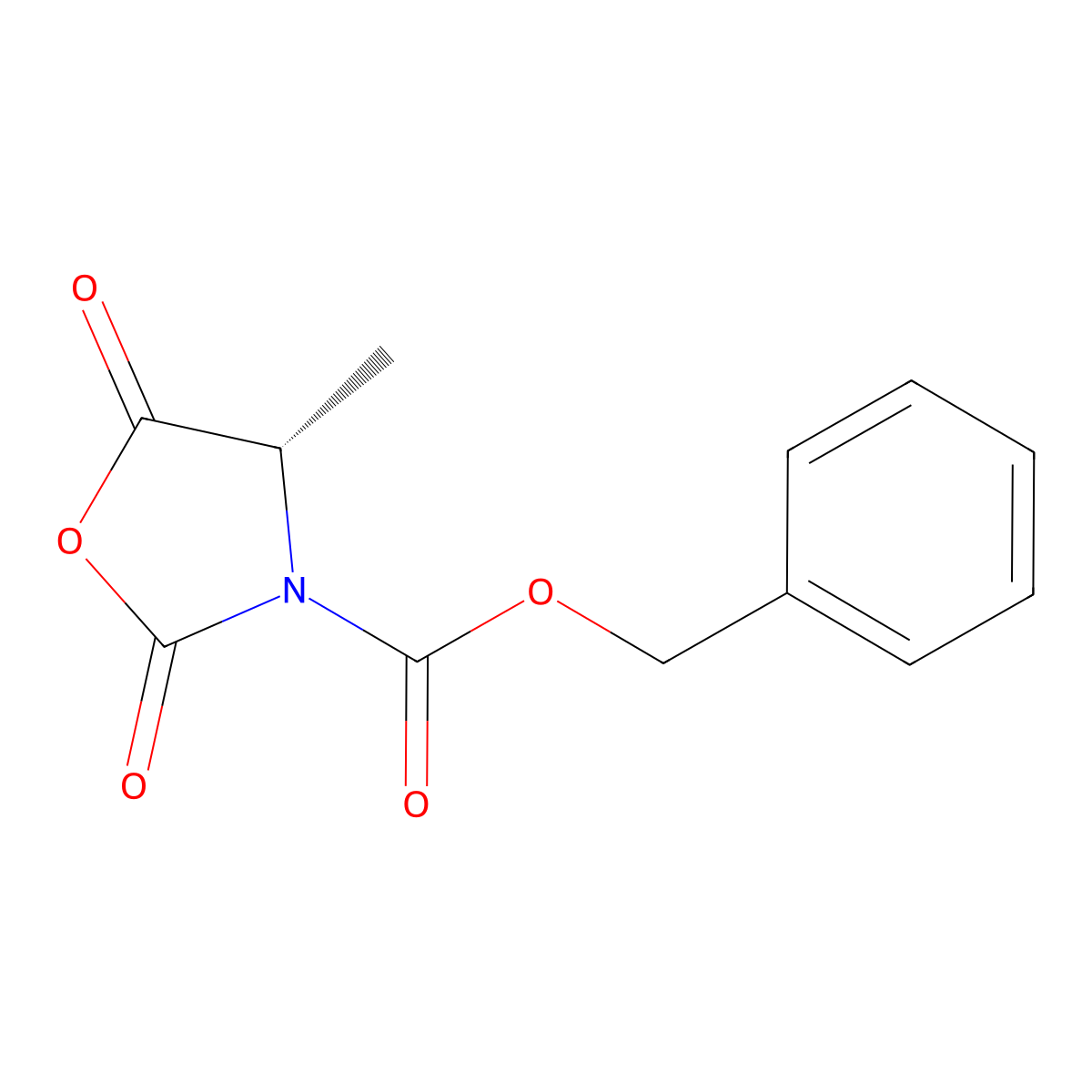 Phenylmethyl (4S)-4-methyl-2,5-dioxo-3-oxazolidinecarboxylate molecular structure, CAS 125814-23-5