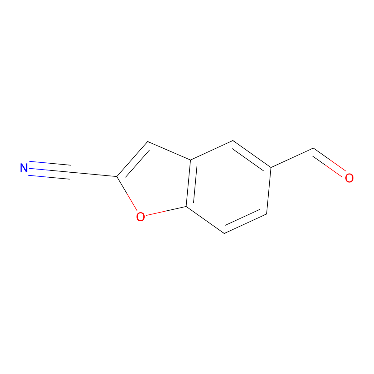 5-Formylbenzofuran-2-carbonitrile molecular structure, CAS 1258154-58-3