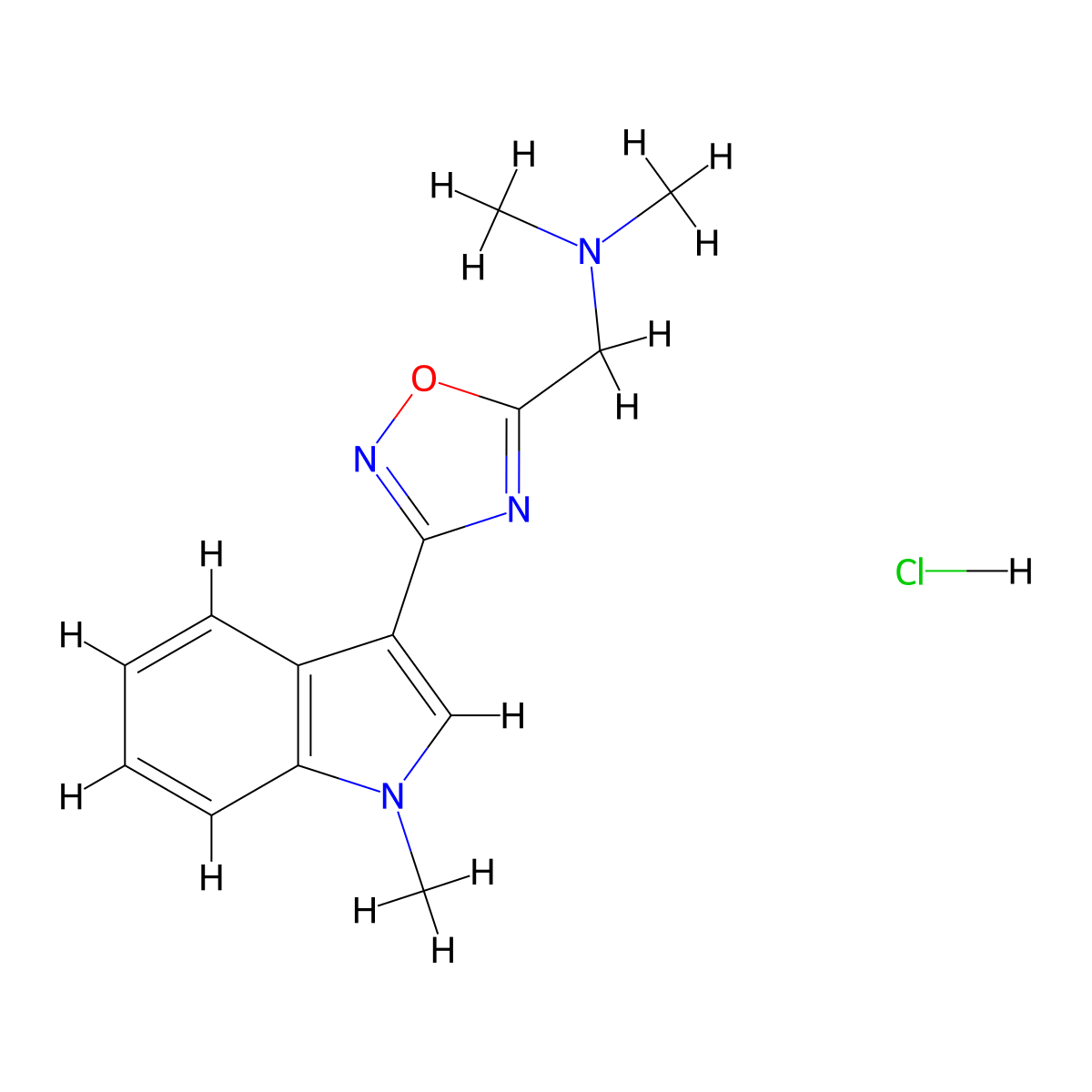 5-[(Dimethylamino)methyl]-3-(1-methyl-1H-indol-3-YL)-1,2,4-oxadiazole hydrochloride molecular structure, CAS 125817-65-4