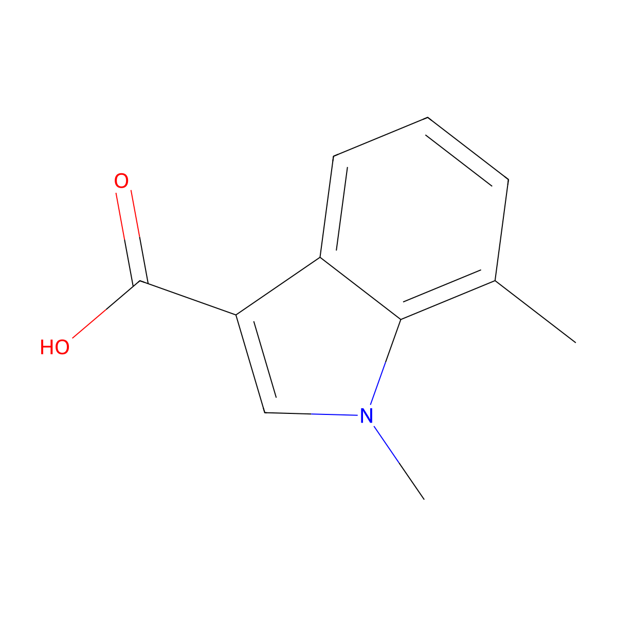 1,7-dimethyl-1H-indole-3-carboxylic acid molecular structure, CAS 125818-11-3